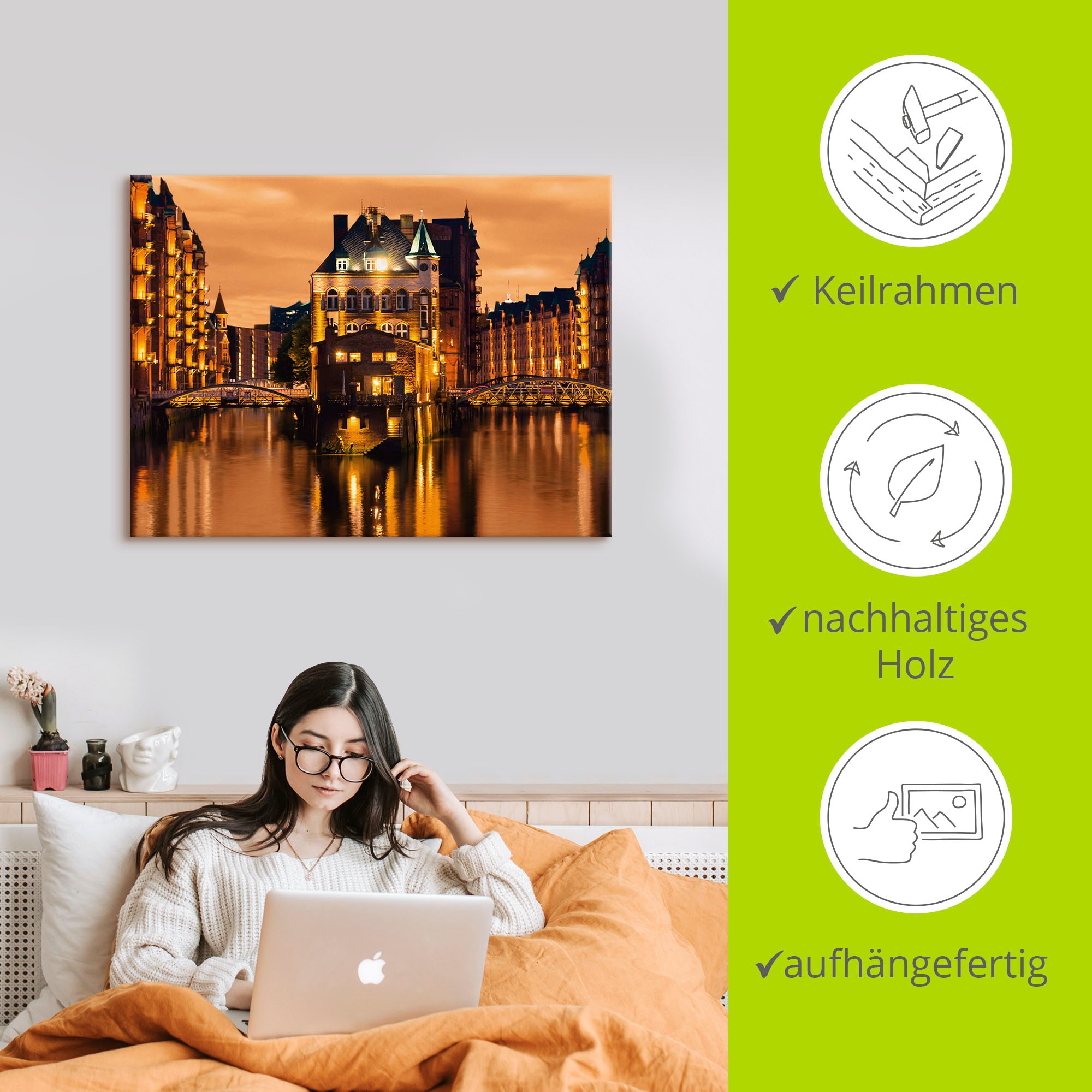 Artland Wandbild »Speicherstadt in Hamburg«, Deutschland, (1 St.), als Alubild, Outdoorbild, Leinwandbild in verschied. Größen