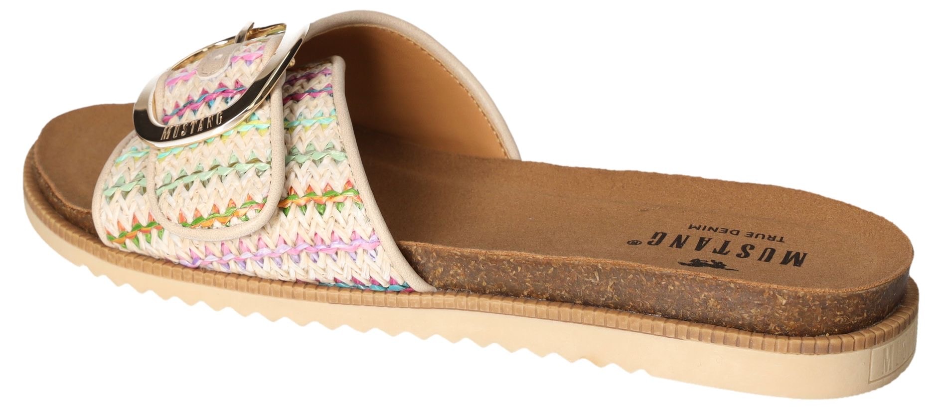 Mustang Shoes Pantolette, Flats, Sommerschuh, Sandale in Flechtoptik