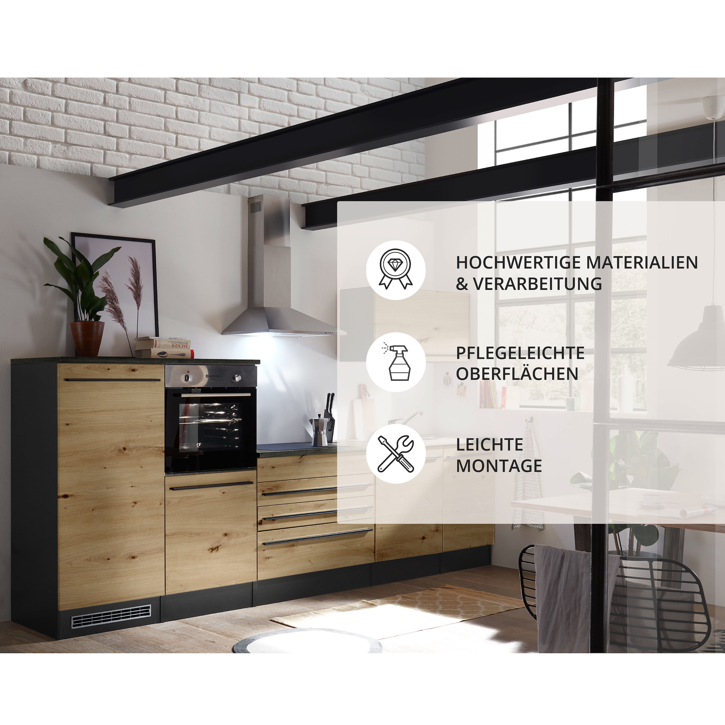 BASIC by Balculina Küchenzeile »Jazz«, Breite 320 cm, wahlweise mit E-Geräten