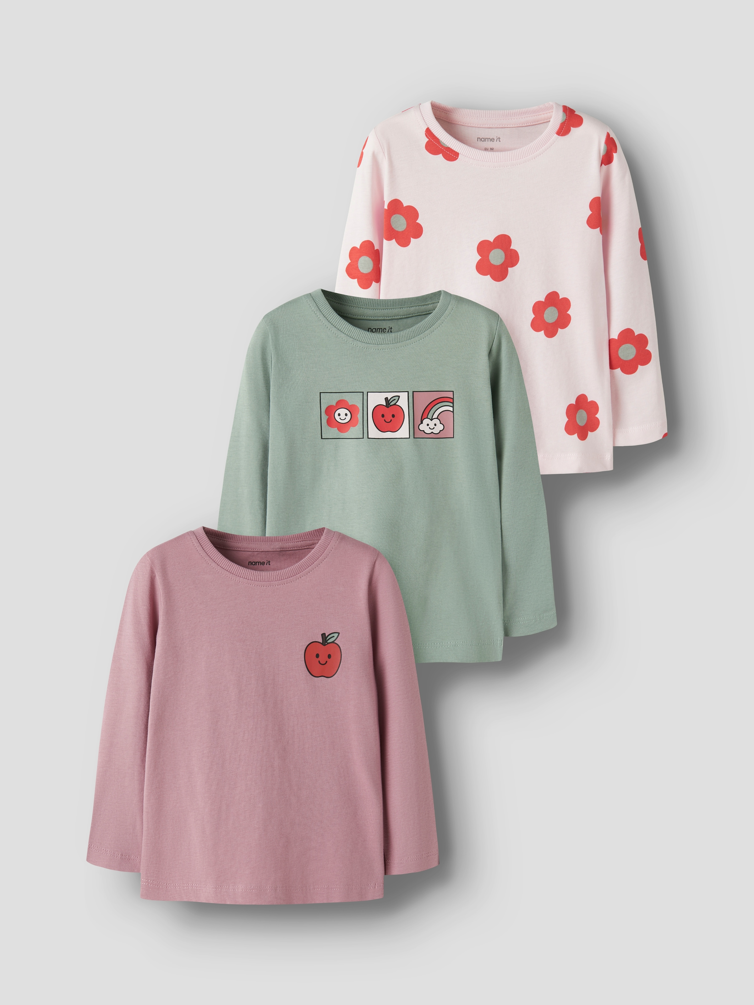 Name It Langarmshirt »NMFNIA 3P LS TOP« Packung, 3 Baumwolle, regular fit