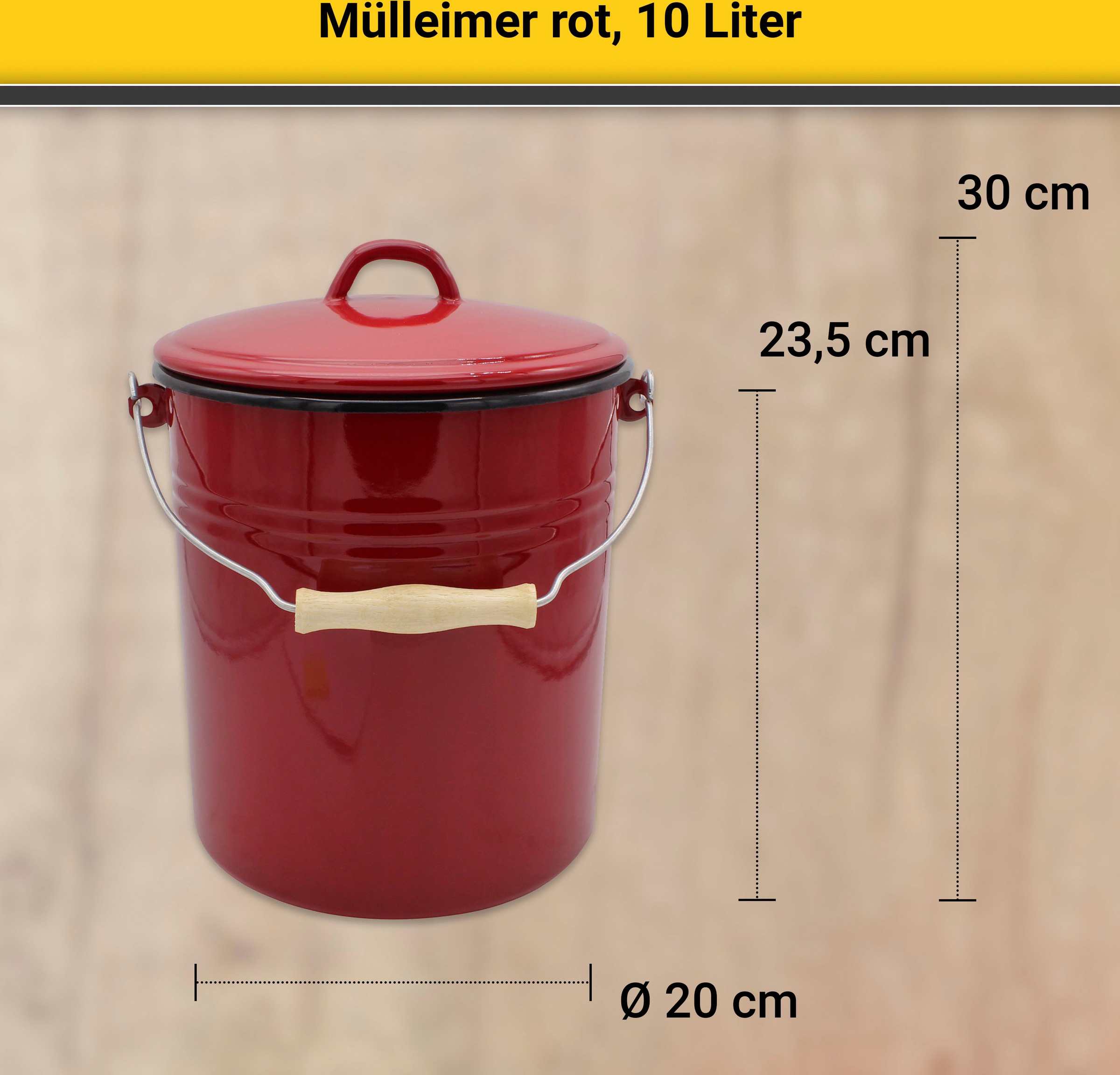 Krüger Mülleimer »Emaille Mülleimer mit Deckel Serie Rio«, schnitt- / kratz günstig online kaufen