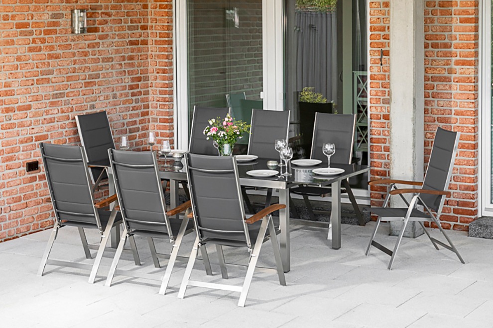 MERXX Garten-Essgruppe »Ferrara« 9 Stk. tlg. 8 Klappsessel, ausziehbarer Ti günstig online kaufen