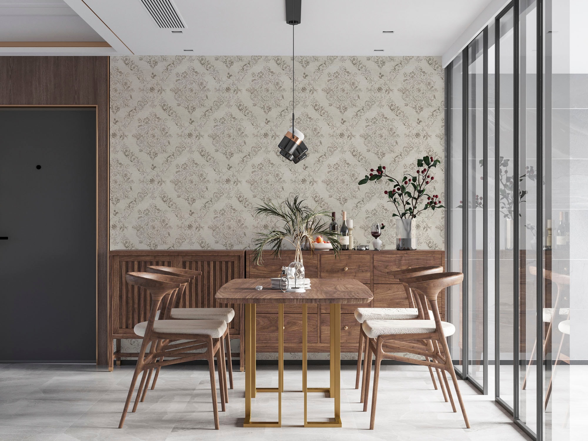 living walls Vliestapete »My Home My Spa« Barock | Glitzermuster | ornamental leicht strukturiert Barock Ornament Vlies Wand Decke Schräge Tapeten Wohnzimmer modern