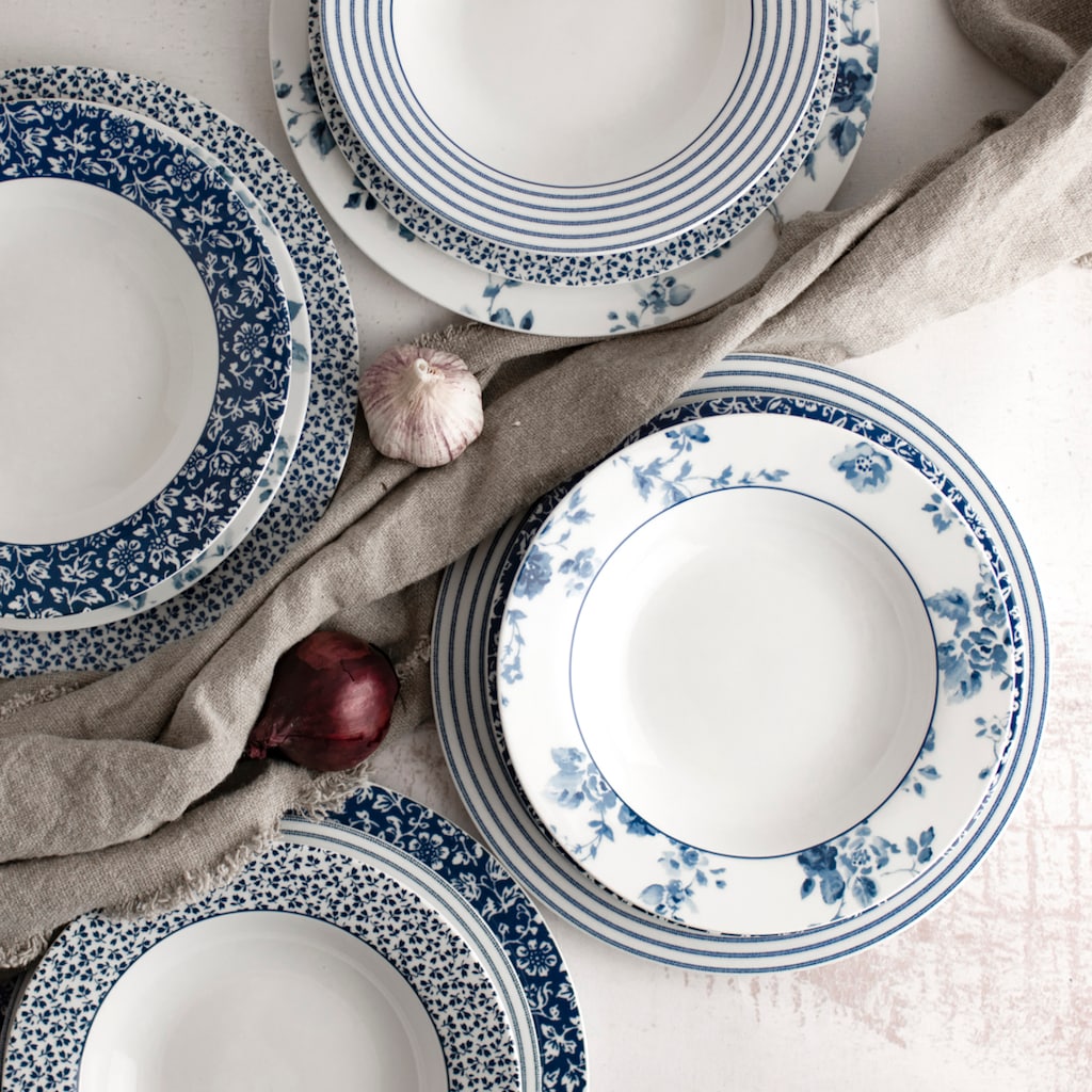 LAURA ASHLEY BLUEPRINT COLLECTABLES Tafelservice »Mix Design China Rose, Sweet Allysum, Floris Candy Stripe«, (Set, 12 tlg.)