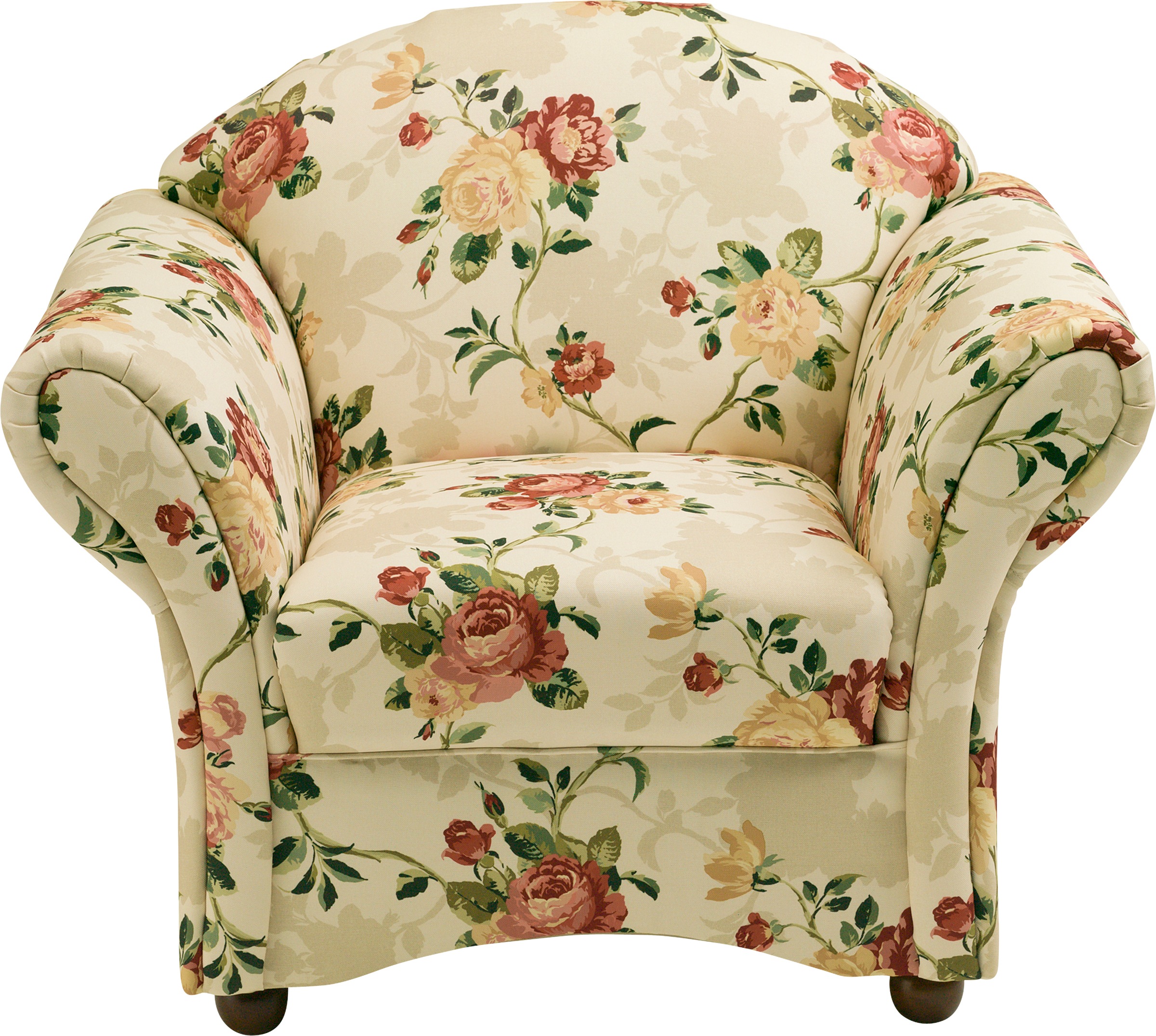 Max Winzer® Sessel »Carolinas, Loungesessel, geschwungene Formensprache, bequem«, Federkernunterfederung, mit Holz-Kugelfüßen, Blumen, floraler Bezug