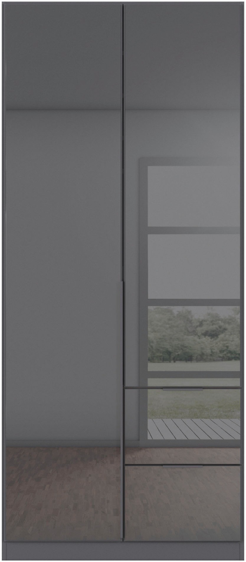 rauch Drehtürenschrank »Kleiderschrank Kleiderschränke Schrank Garderobe AGORDO mit Glasfront«, (in zwei Griff-Farben mit Glasfront), mit Außenschubkästen, in 6 Breiten und 2 Höhen MADE IN GERMANY