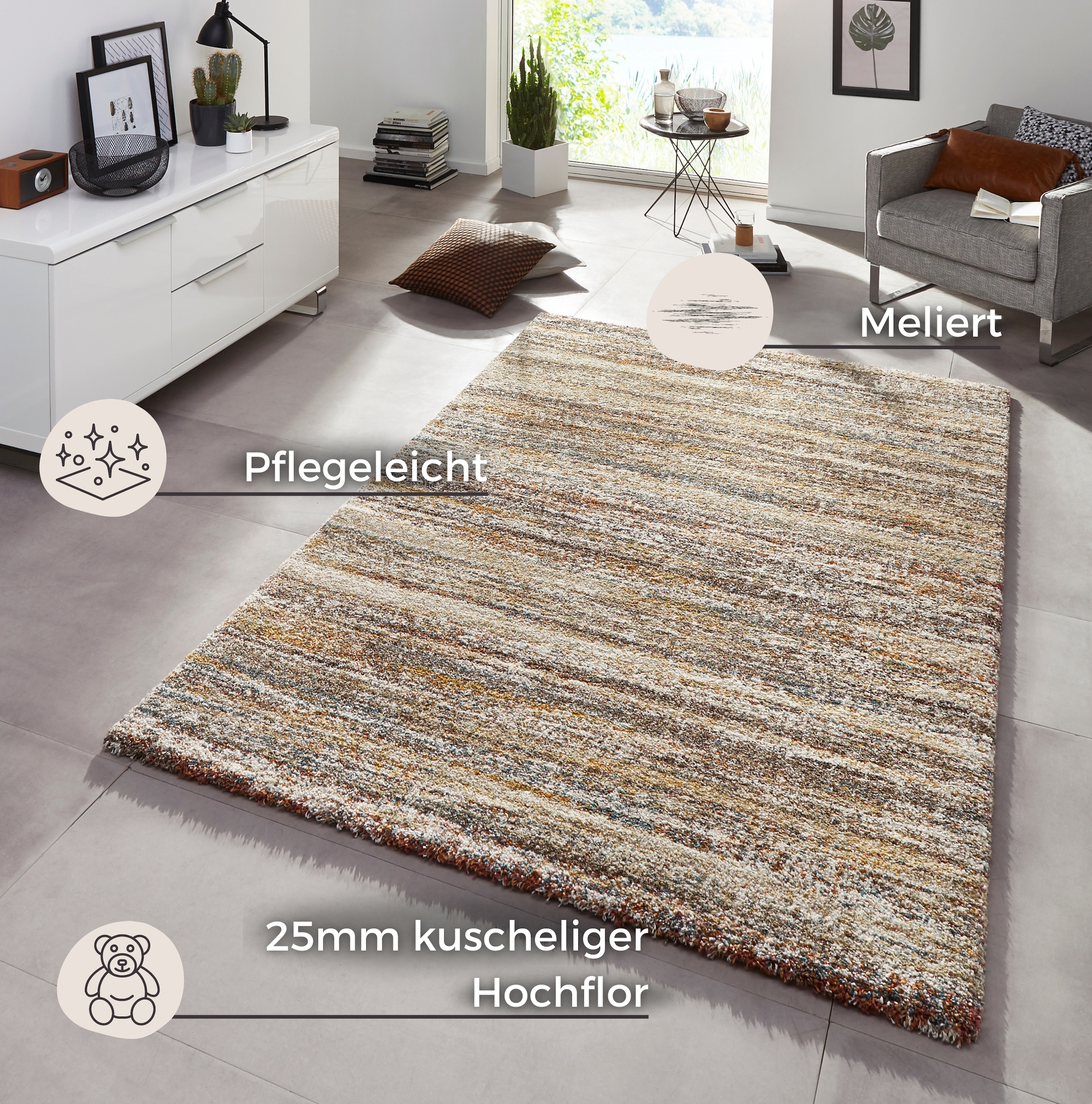 HANSE Home Hochflor-Teppich »Granite«, rechteckig, 25 mm Höhe, Teppich, Hoc günstig online kaufen