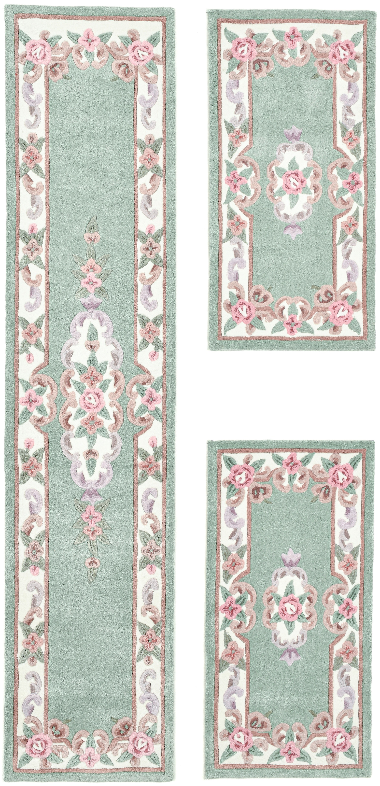 THEKO Bettumrandung »Ming« Höhe 14 mm 3 Stk. tlg. Bettvorleger, Läufer-Set, Pastell-Farben, florales Design,