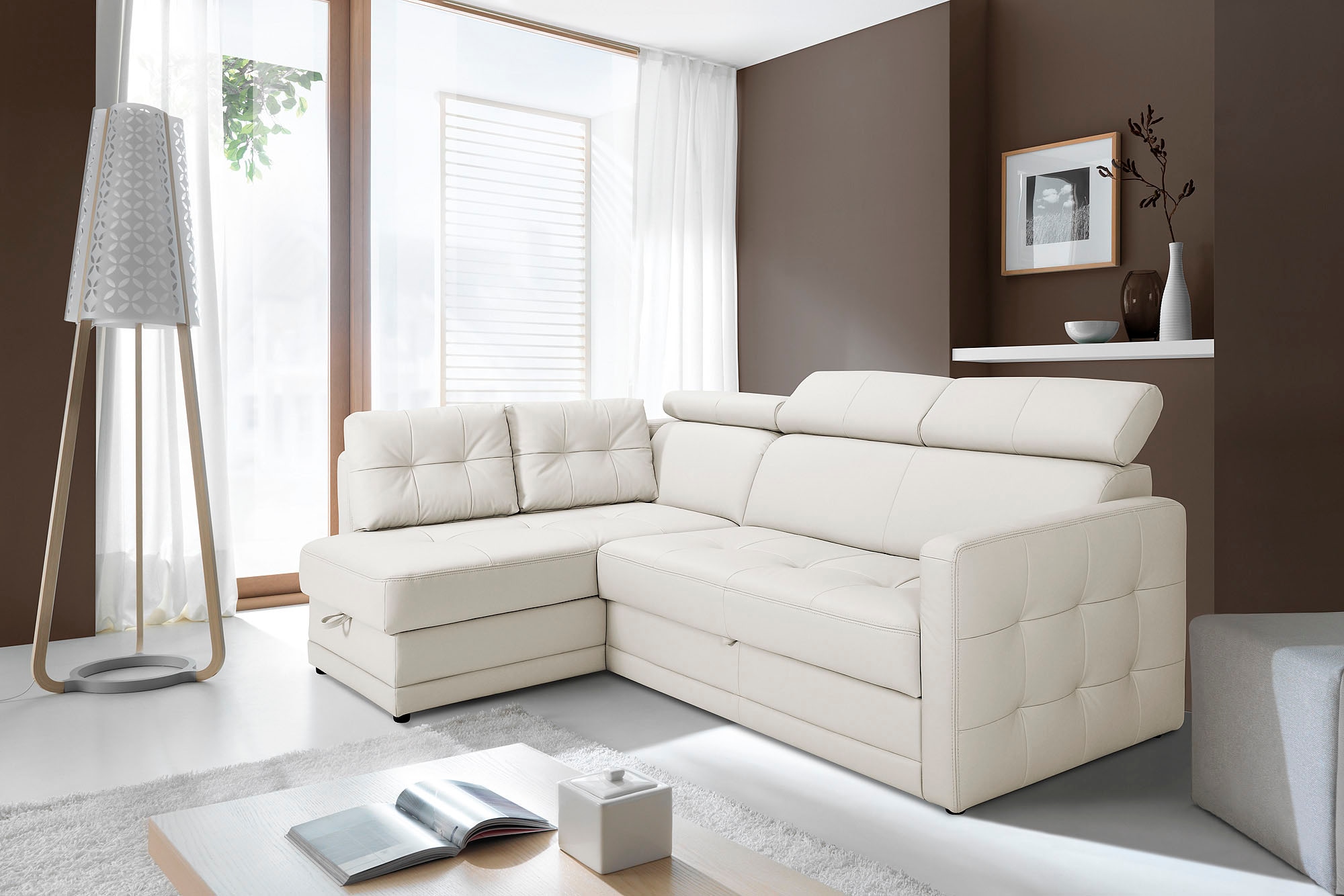 exxpo - sofa fashion Ecksofa »Arles, bequeme Federkernunterfederung, OTTOs Choice, L-Form«, wahlweise mit Bettfunktion und Bettkasten, inkl. Kopfteilverstellung