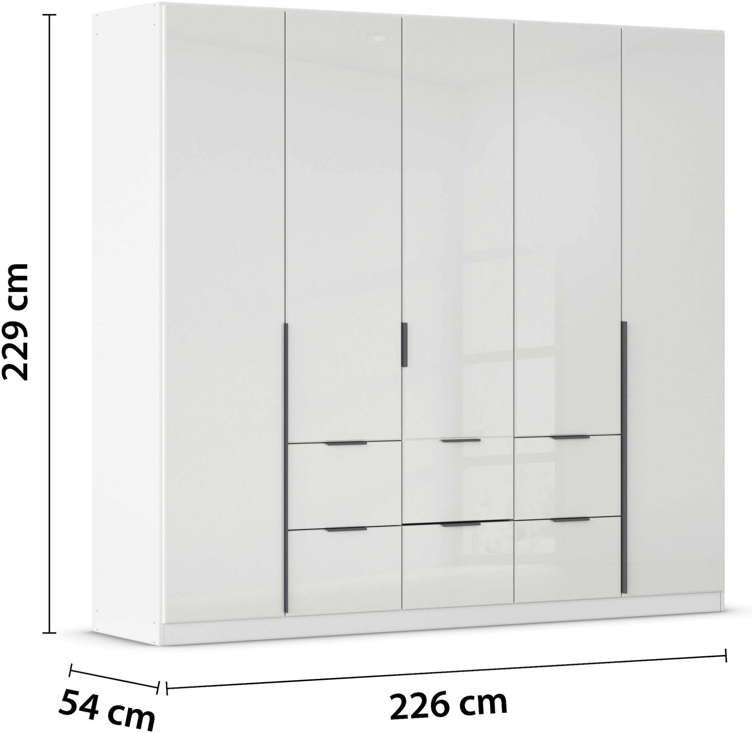 rauch Drehtürenschrank »Kleiderschrank Kleiderschränke Schrank Garderobe AGORDO mit Glasfront«, (in zwei Griff-Farben mit Glasfront), mit Außenschubkästen, in 6 Breiten und 2 Höhen MADE IN GERMANY