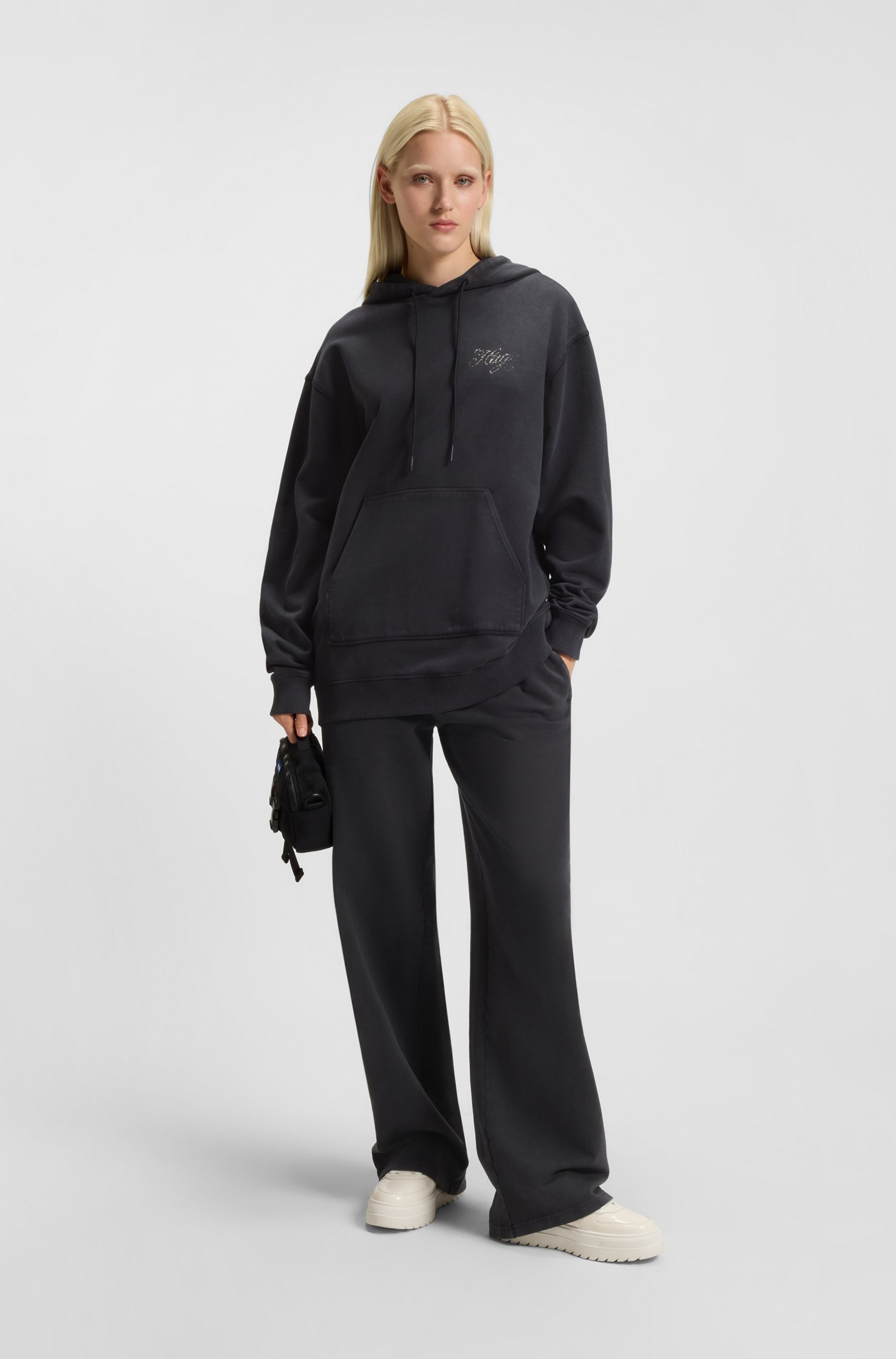 HUGO Blue Hoodie »Dejandra« Oversized Fit, Strassapplikation auf dem Rücken