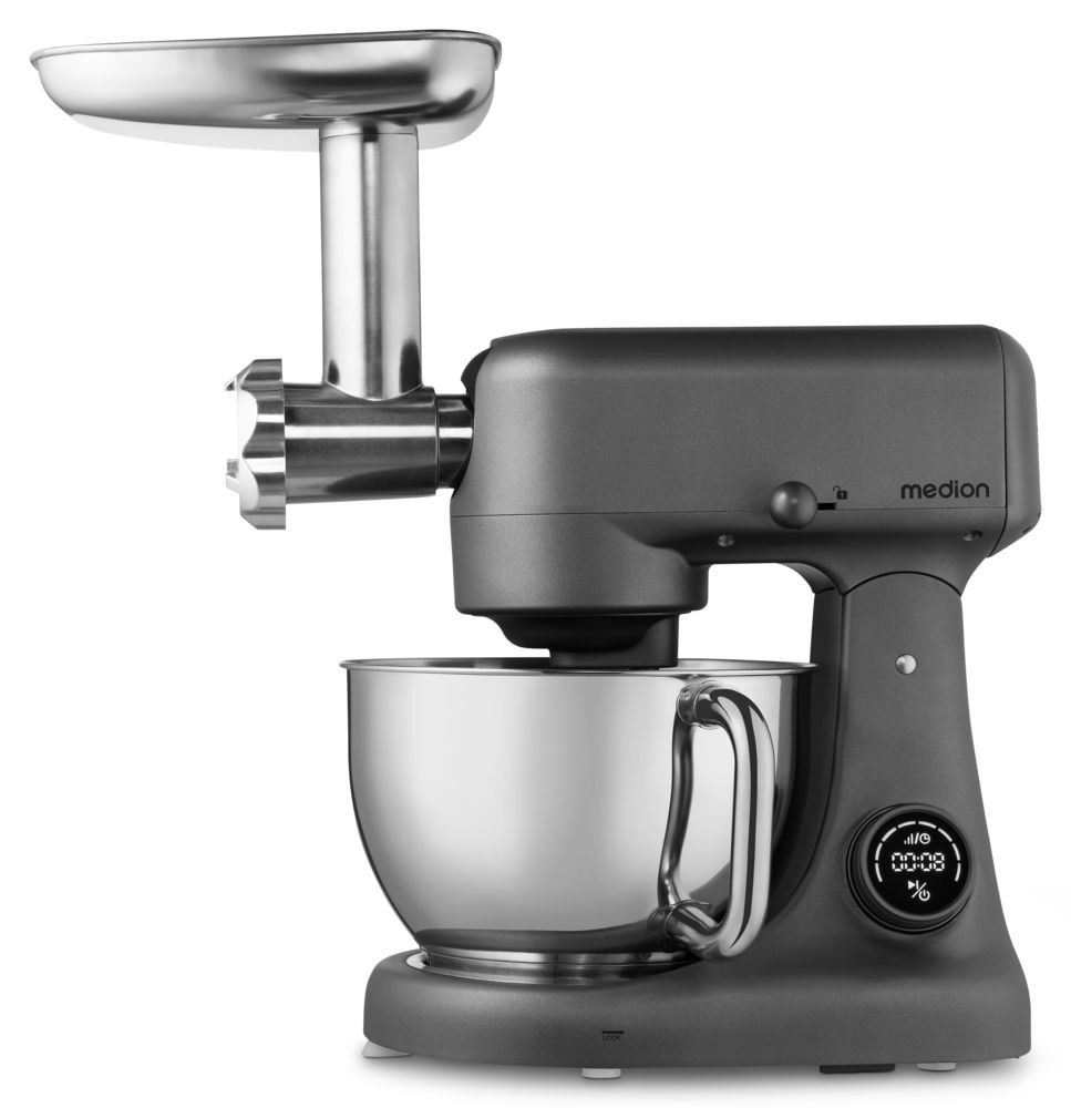 Medion® Küchenmaschine »MD 12600, 8 Geschwindigkeitsstufen, Impulsfunktion, DC-Motor, 4,6 L«, Mit umfangreichem Zubehör-Set, Fleischwolf-Aufsatz, Gemüsereibe