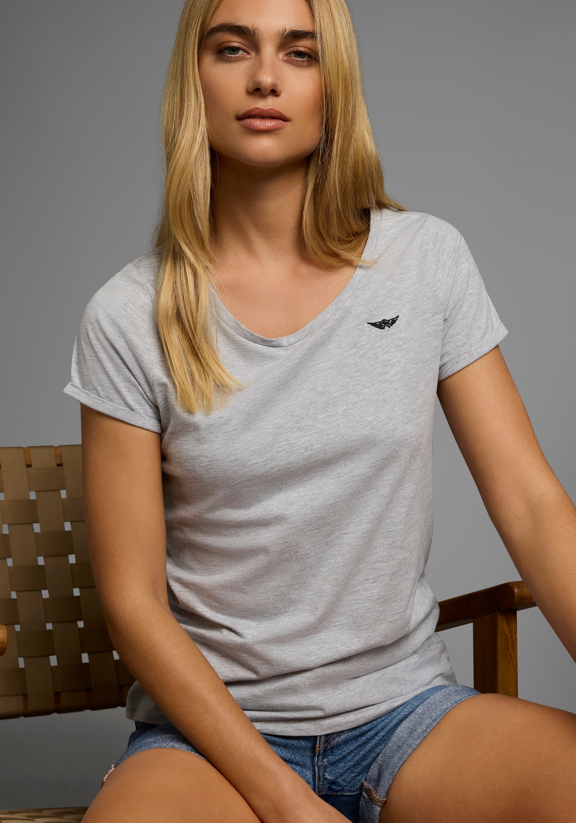 Arizona T-Shirt Kurzarm,  figurbetont,  Basic-Stil,  aus Baumwollmischung