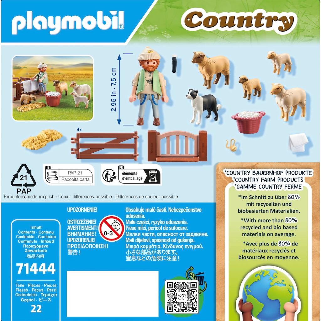Playmobil® Konstruktions-Spielset »Junger Schäfer mit Schafen (71444), Country«, (69 St.), teilweise aus recyceltem Material; Made in Europe