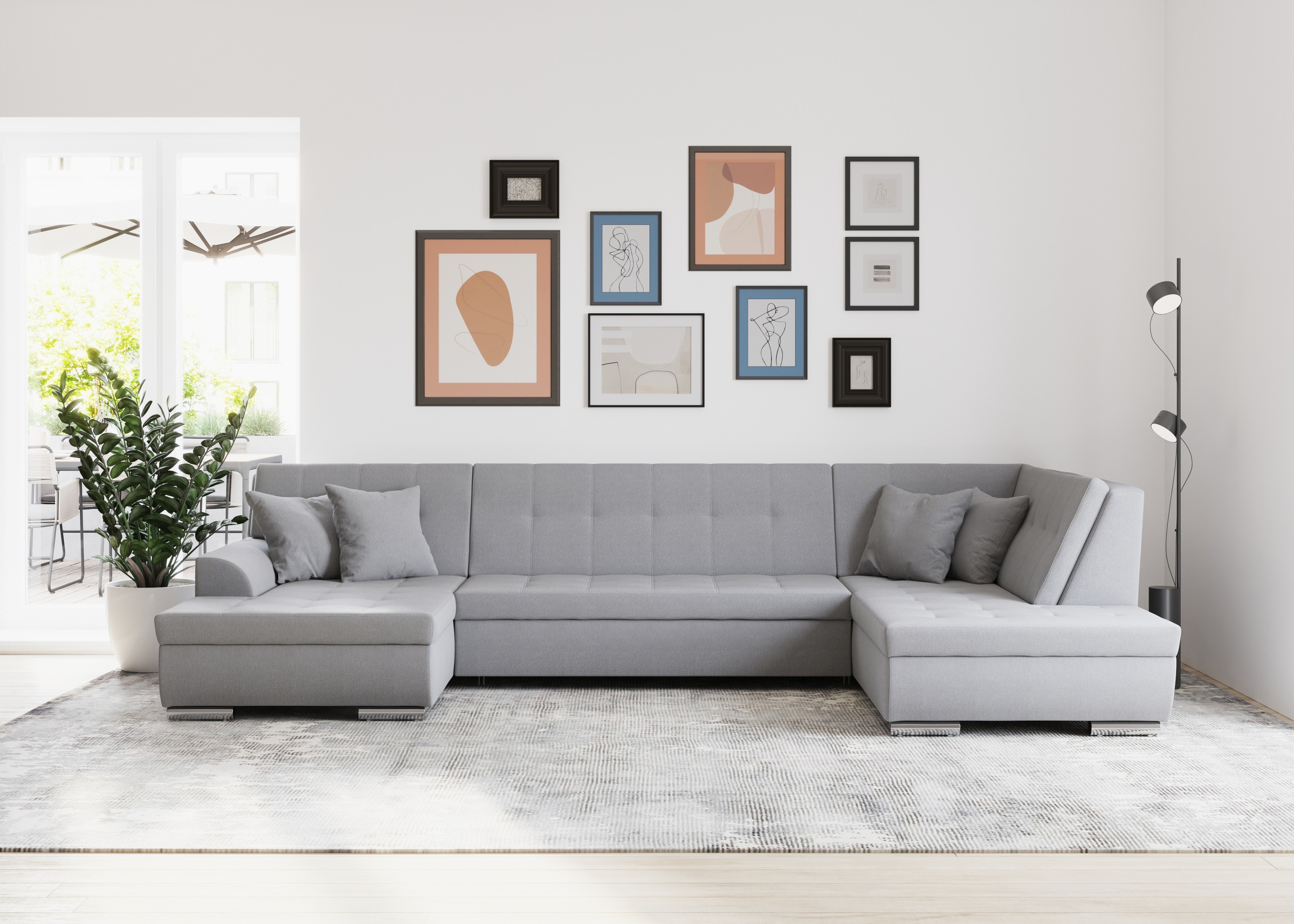 DOMO collection Wohnlandschaft »Treviso incl. Zierkissen, moderne Steppung, günstig online kaufen