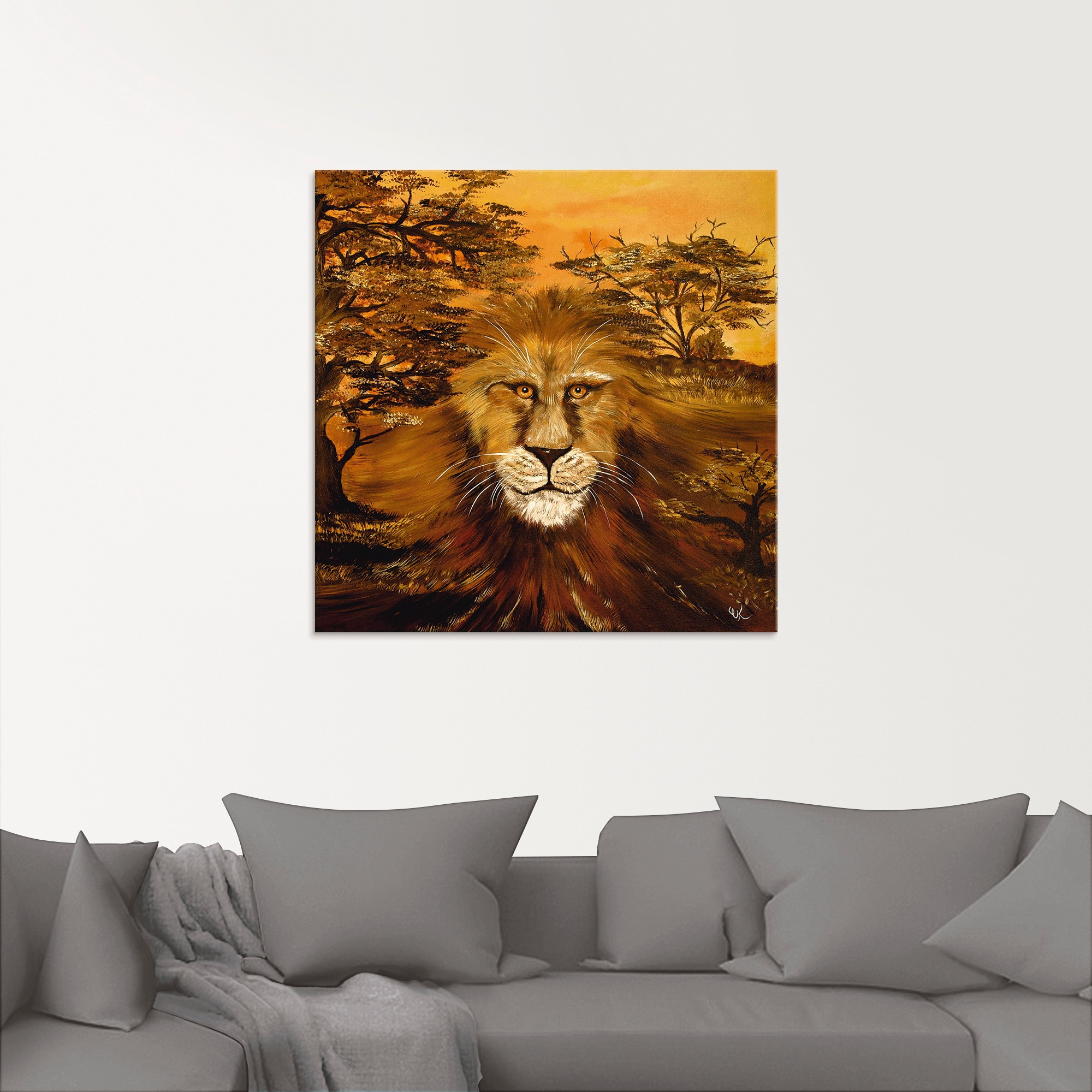 Artland Glasbild »Löwe des Landes«, Animal Fantasy, (1 St.), in verschiedenen Größen
