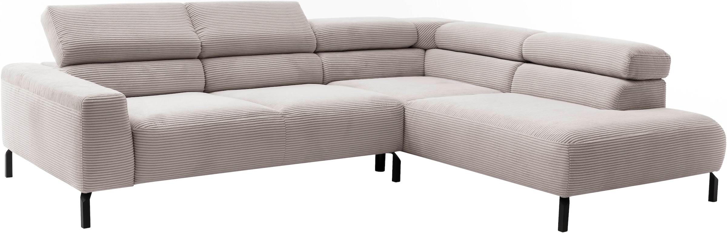 Home affaire Ecksofa »Antonelli, L-Form,  inkl. Kopfteilverstellung, Breite 276 cm« ohne Sitztiefenverstellung, in Cord, taupe