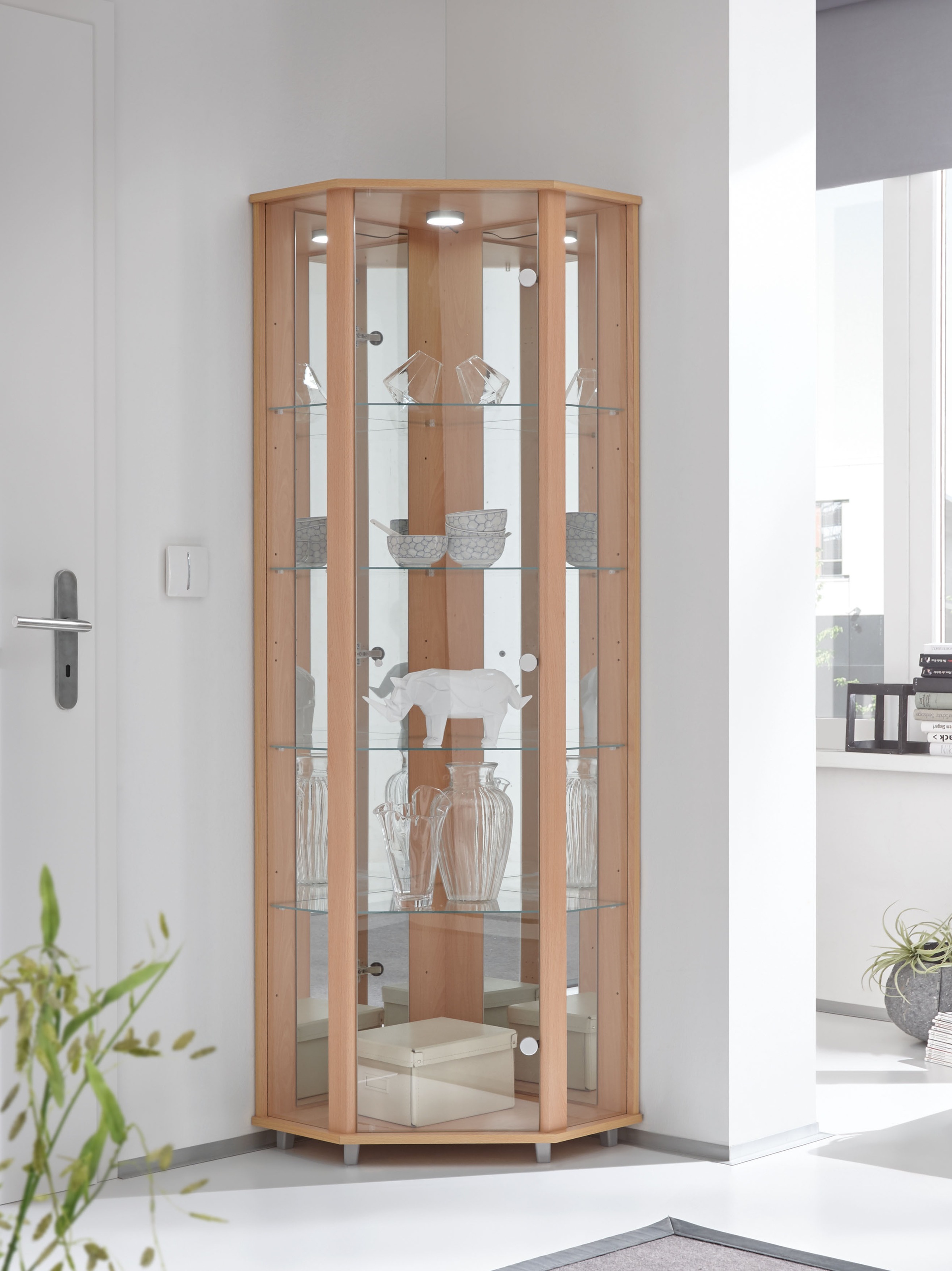fif möbel Eckvitrine »TRIO Höhe ca. 172 cm, ink. Beleuchtung«, Eckvitrine/G günstig online kaufen