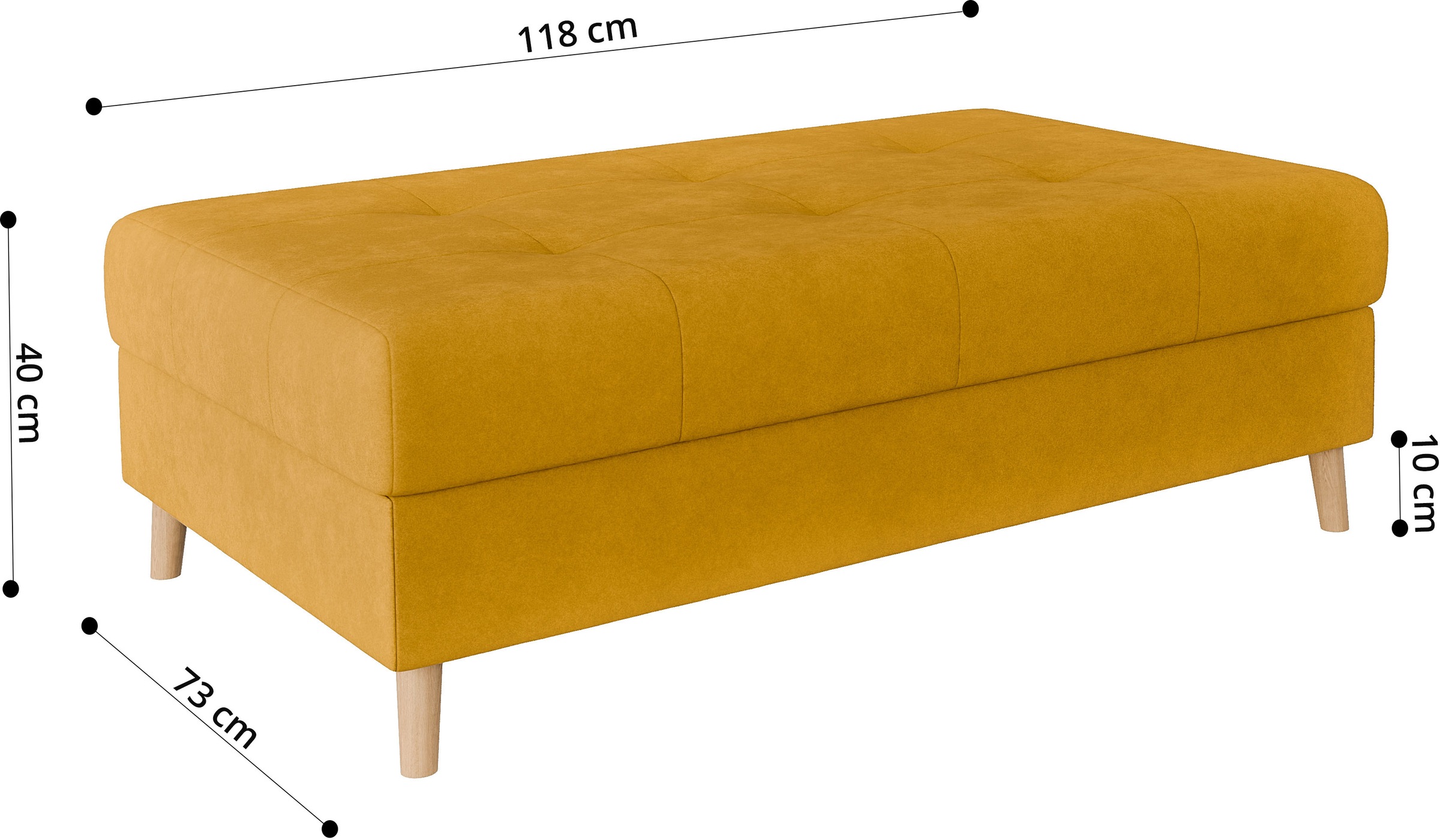 Home affaire Polsterhocker »CHARRE XXL, Steppung im Sitzbereich, Maße: B/T/H: 118/73/40 cm«, passend zur Serie CHARRE, auch in Cord und Bouclé