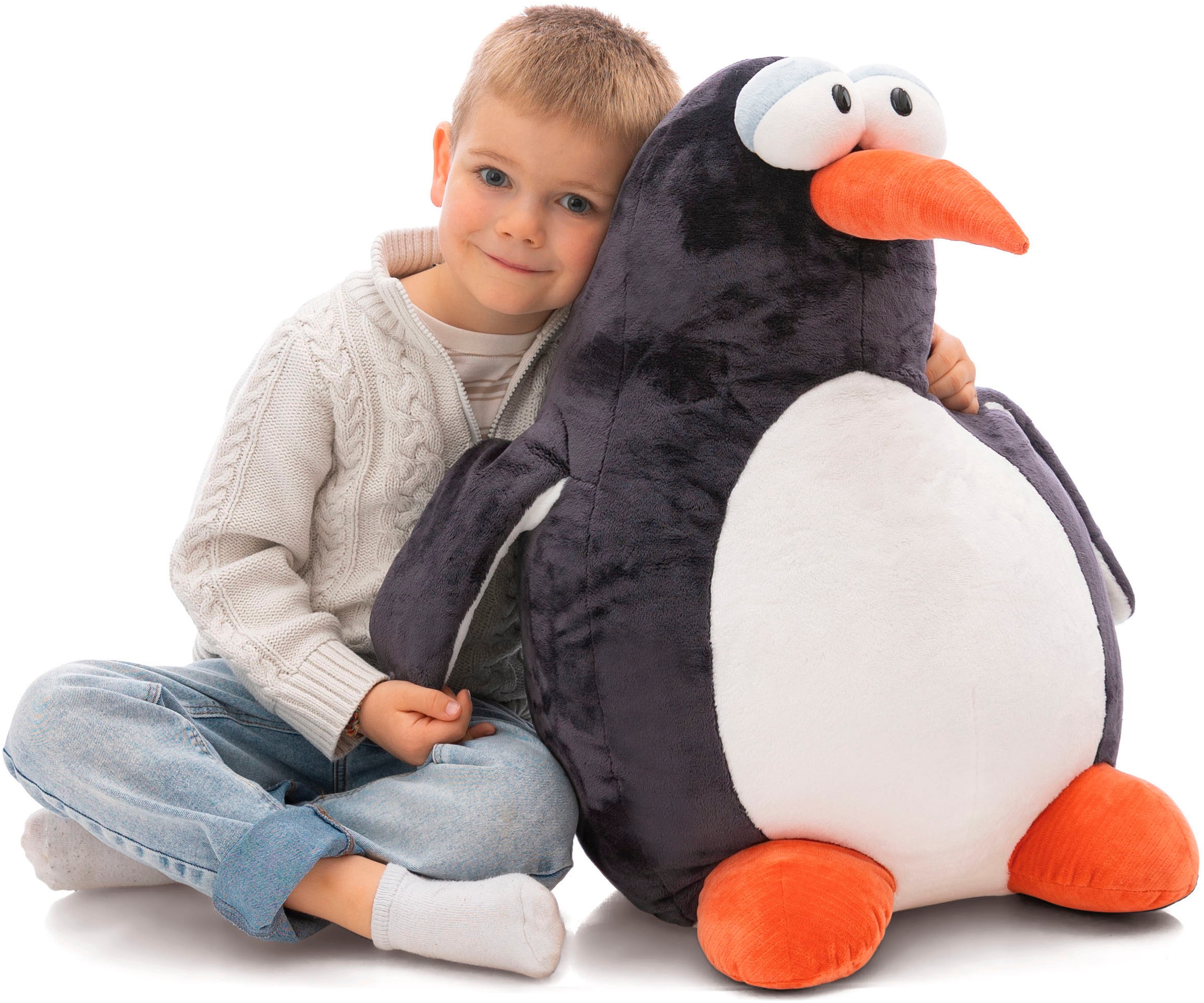 Nici Kuscheltier »Winter, Pinguin Jorge Thunder, 60 cm sitzend«, sitzend, enthält recyceltes Material