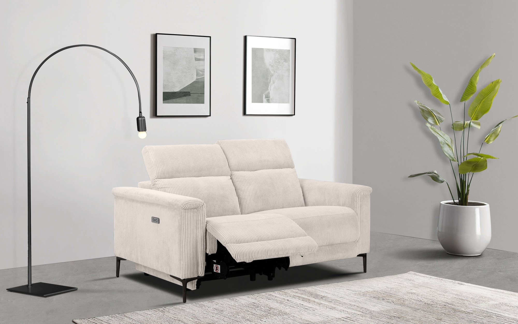 Places of Style 2-Sitzer »Lund in Cord, mit manueller o. elektrischer«, Relaxfunktion, USB-A, Kopfteilverstellung, Breite 160 cm
