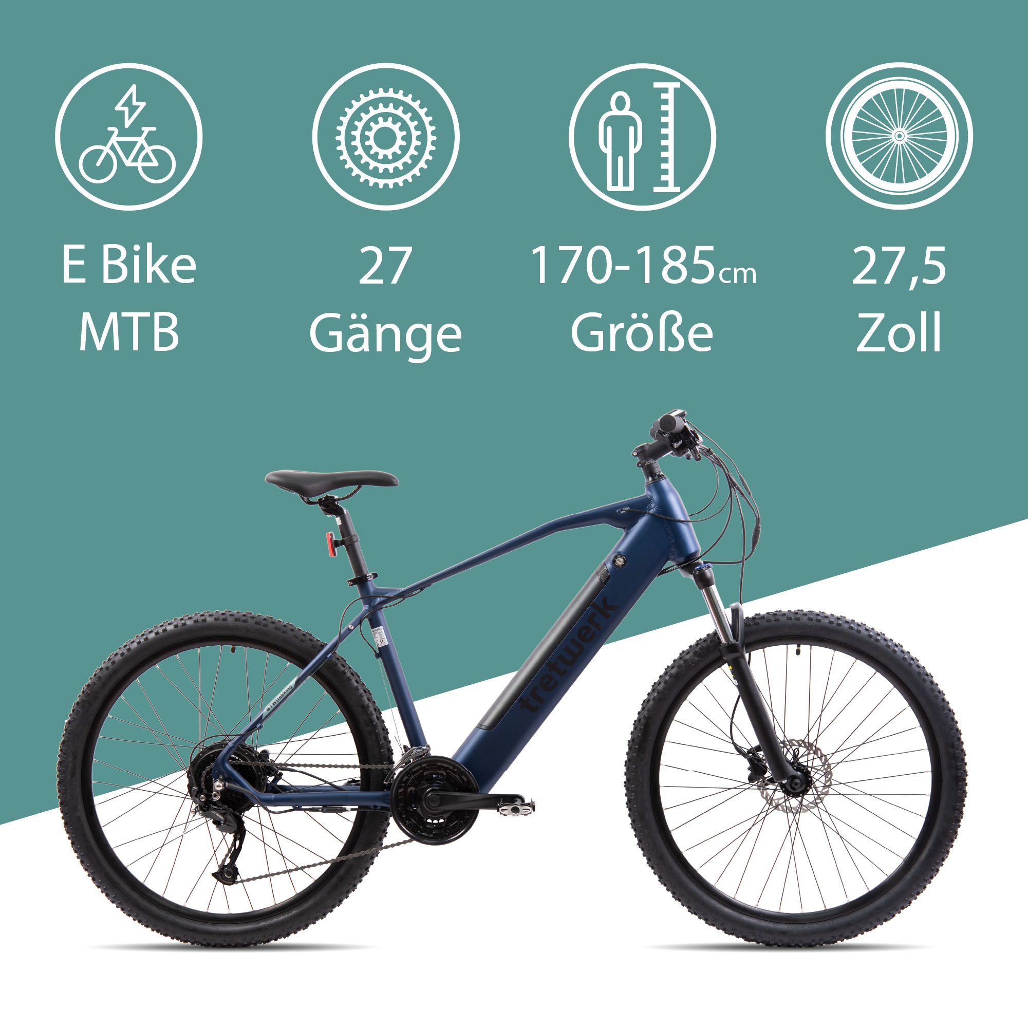 Tretwerk E-Bike »Bolt«, Shimano, Heckmotor 250 W, Pedelec, Elektrofahrrad für Damen u. Herren, MTB