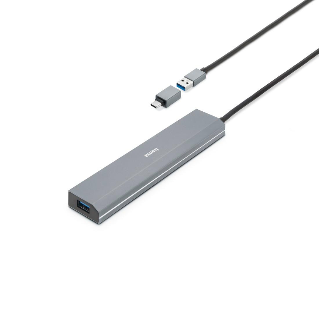 Hama USB-Adapter »USB Hub mit Netzteil und Adapter, 7 Ports mit USB C und USB A Stecker«, 100 cm