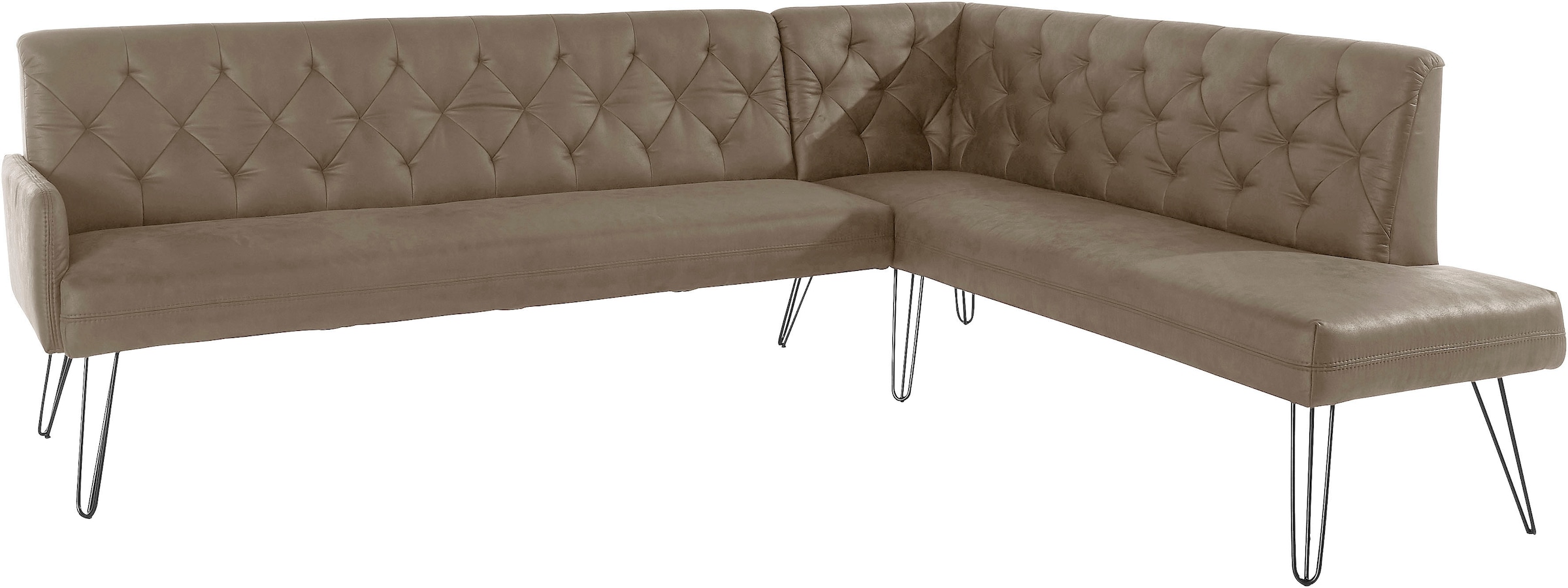 exxpo - sofa fashion Eckbank »Doppio, Chesterfield Optik, komfortabel und bequem, hohe Designfüße«, Frei im Raum stellbar