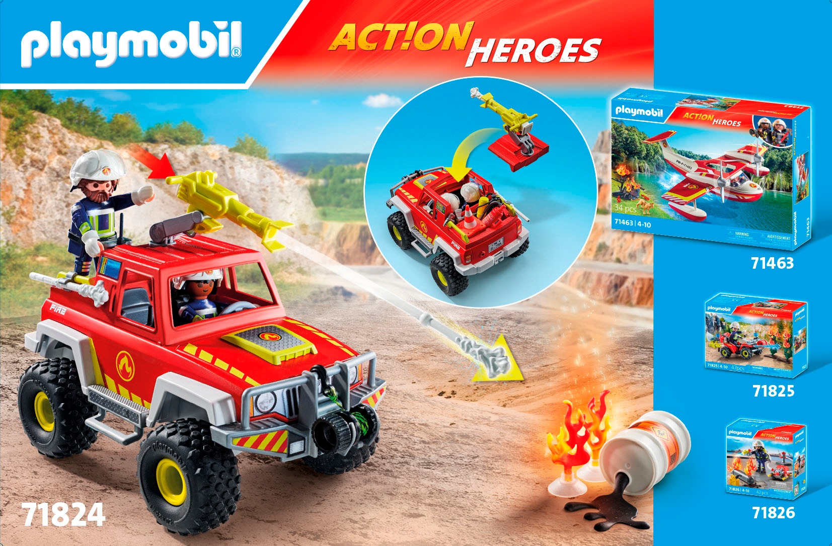 Playmobil® Konstruktions-Spielset »Feuerwehrtruck (71824), Playmobil Action Heroes«, (68 St.)