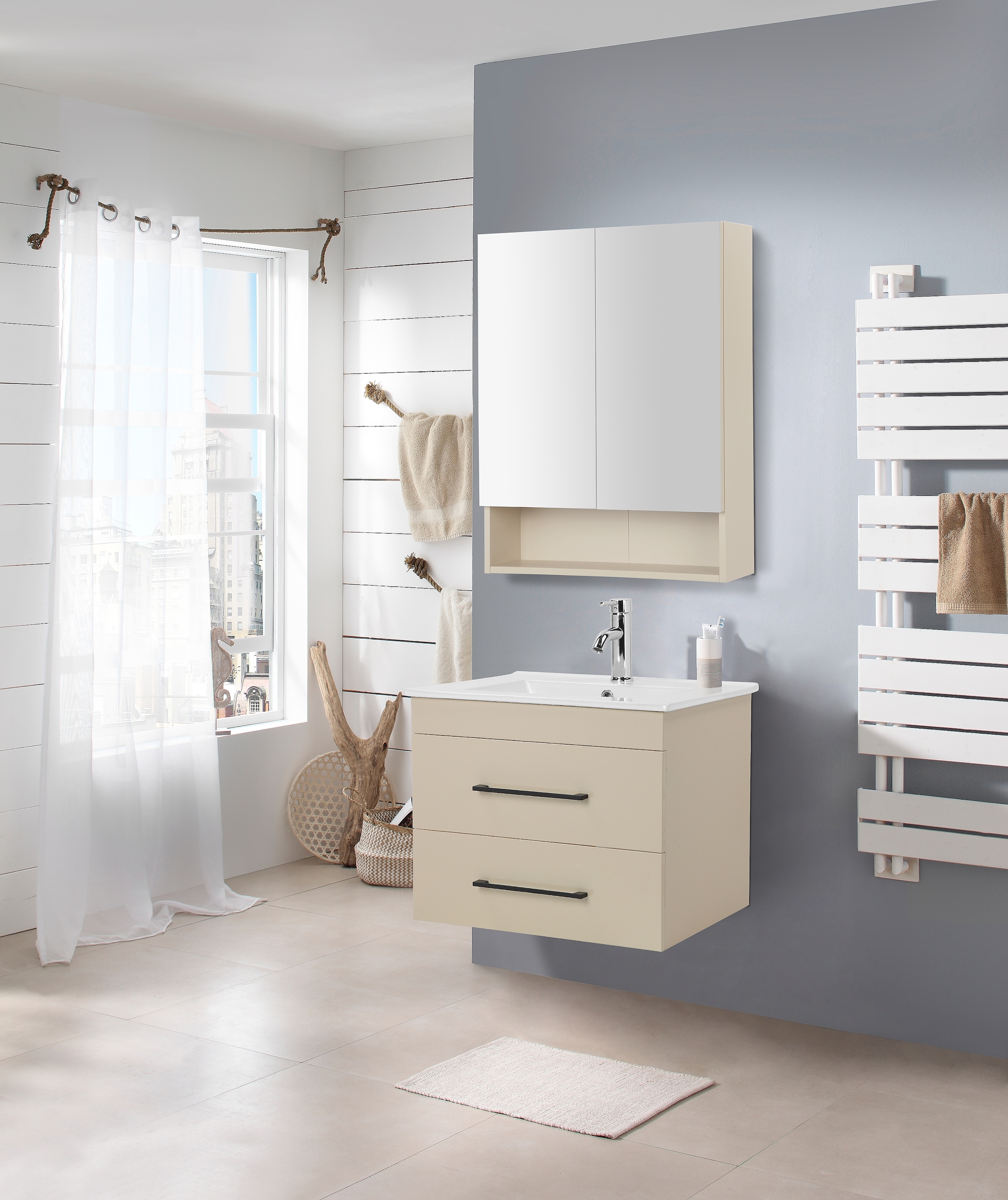 welltime Waschtisch »Florenz Badschrank Badmöbel inkl. Waschbecken«