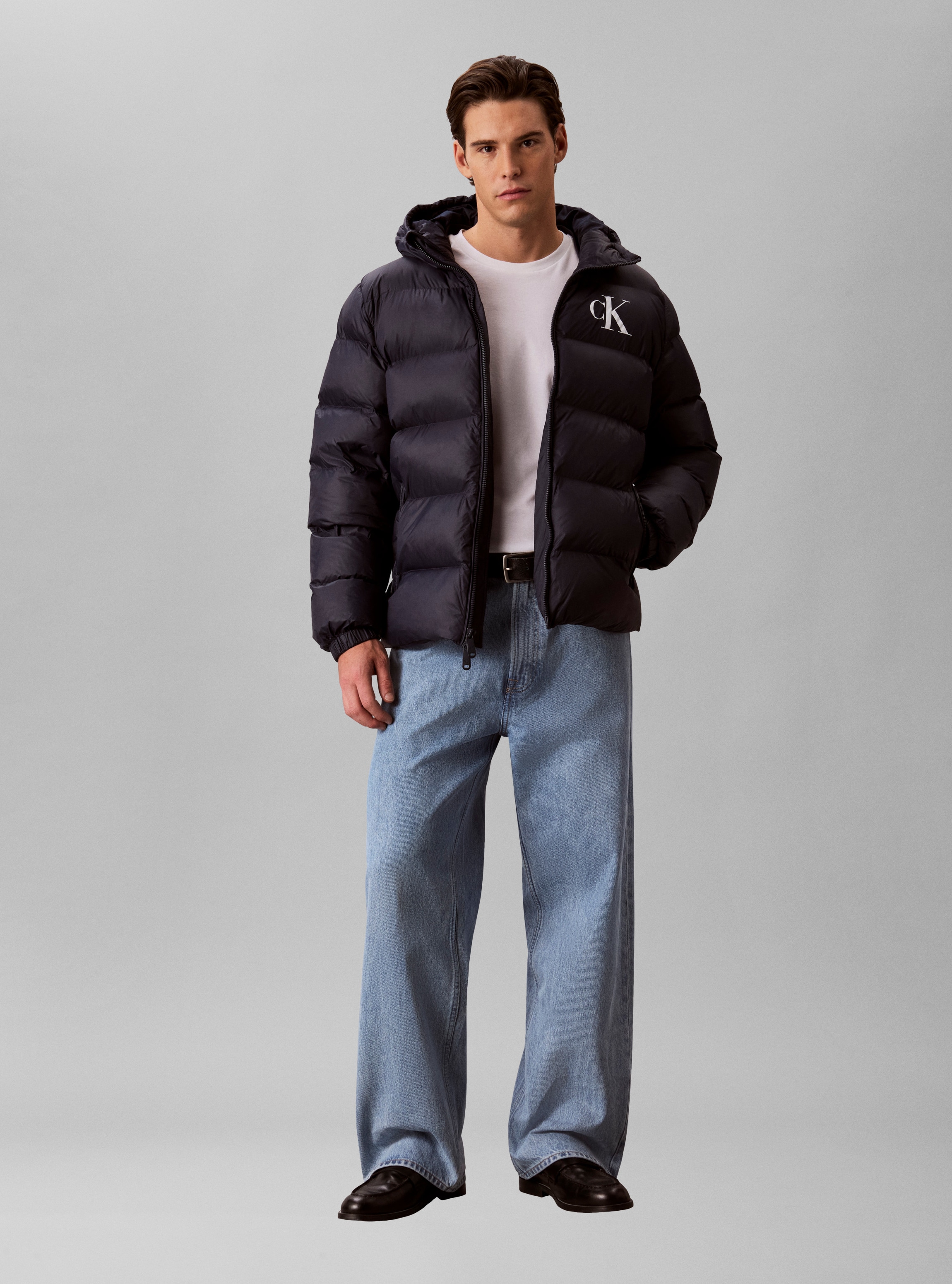 Calvin Klein Jeans Steppjacke mit Kapuze 2-Wege-Zipper, Regular Fit, Logodruck