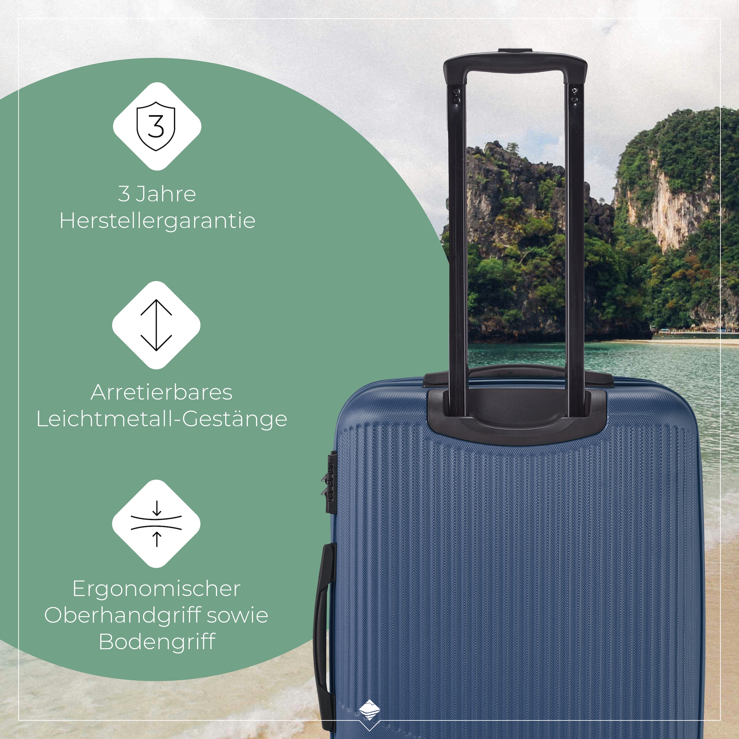 travelite Trolleyset »BALI 4w L/M/S«, (Set, 3 tlg., Hartschalen Trolley Set), Kofferset Reisegepäck Reisekoffer Hartschallenkoffer TSA Schloss