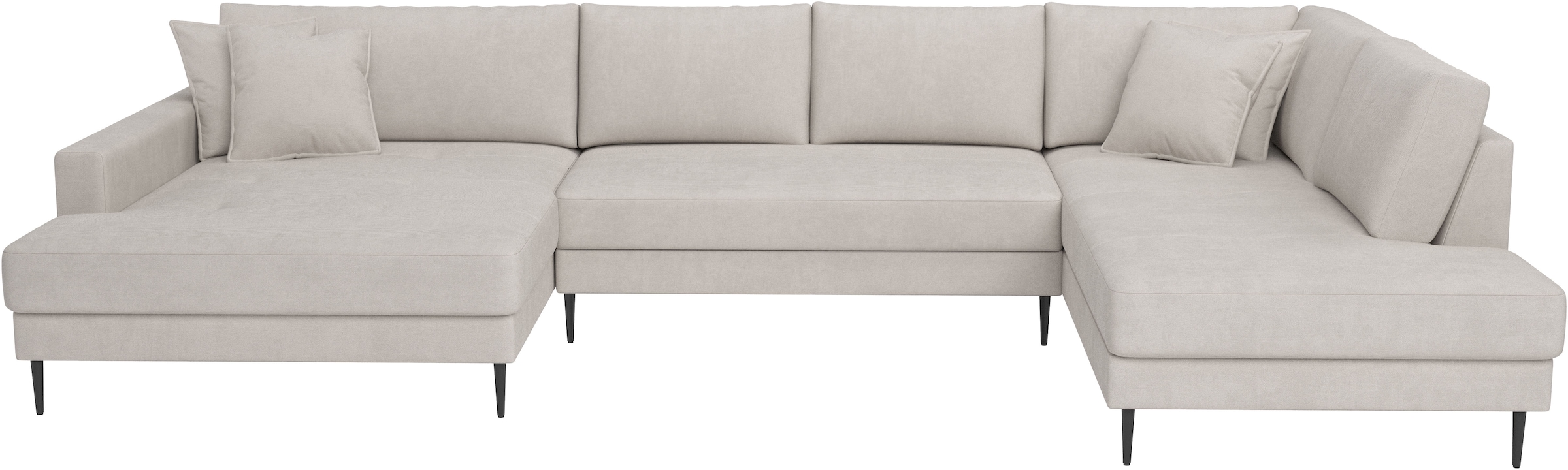 OTTO home Wohnlandschaft »Summer U-Form, B: 360 cm mit Zierkissen« moderne Couch in Cord & Strukturstoff