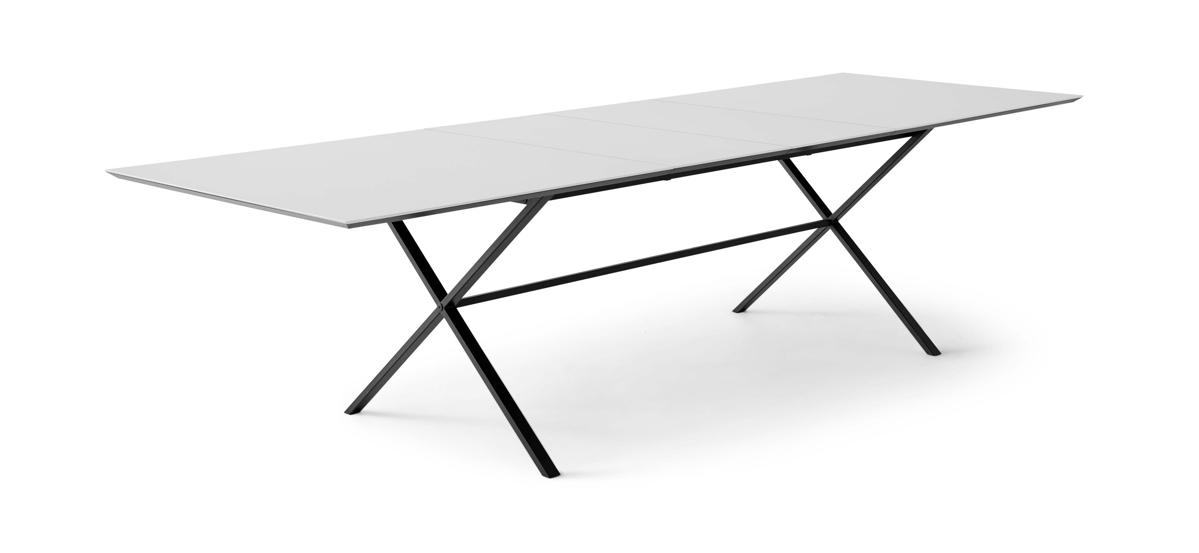 Hammel Furniture Esstisch »Meza Designtisch mit Auszugsfunktion und 2 Einlegeplatten«, rechteckige Tischplatte MDF, gekreuztes Metallgestell