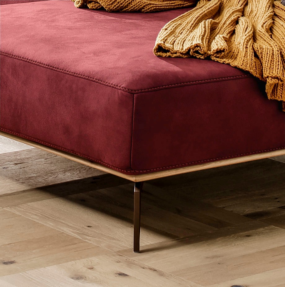 W.SCHILLIG Ecksofa »run, Designsofa mit tollem Sitzkomfort, L-Form«, mit Holzsockel, Füße in Bronze pulverbeschichtet, Breite 299 cm