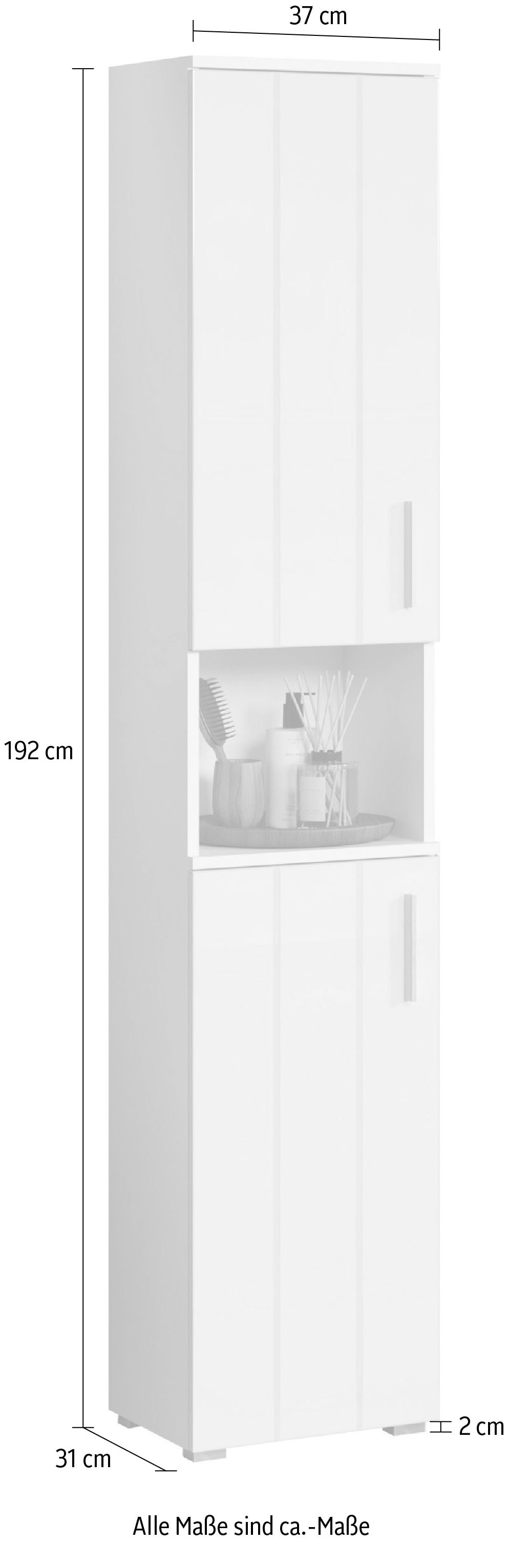 welltime Hochschrank »Prag«, (1 St.), Hochschrank mit 2 Türen & 1 Fach - (B/T/H) 37/31/192 cm