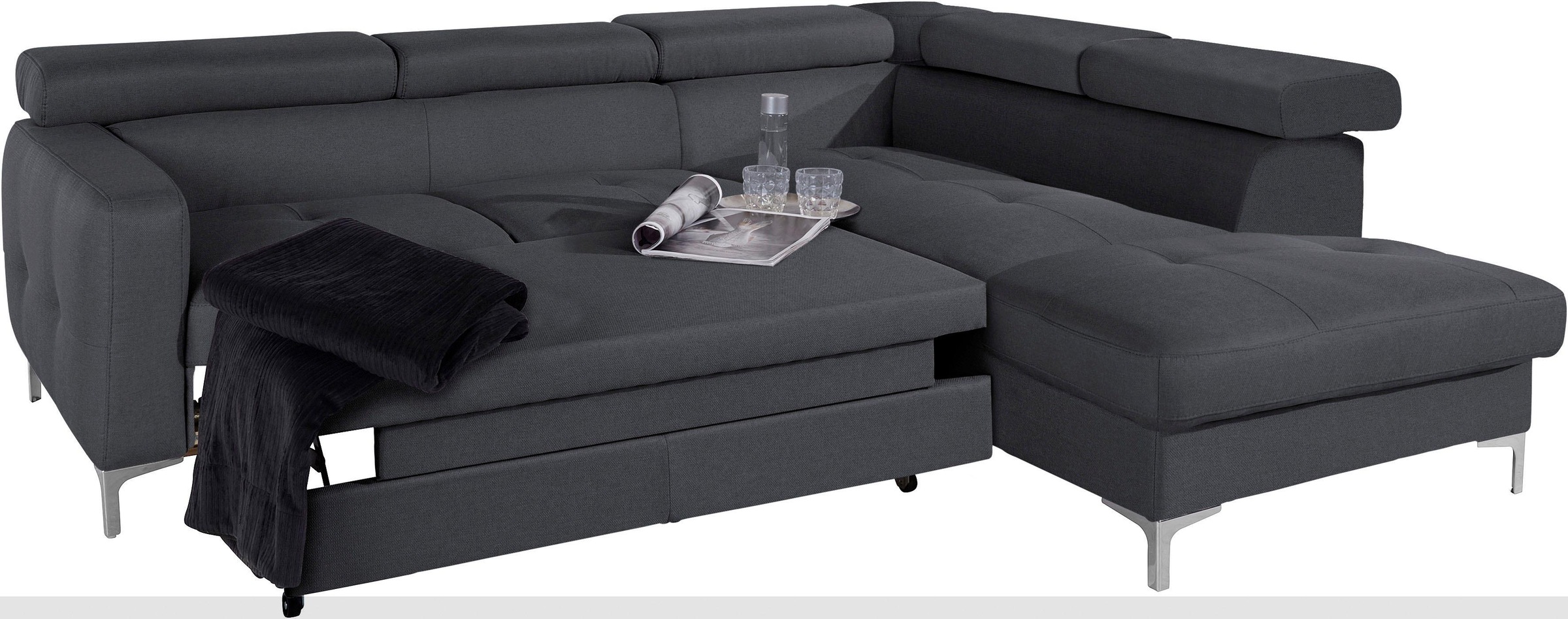 COTTA Ecksofa »Sammy L-Form«, mit Kopfteilverstellung, wahlweise mit Bettfunktion & Bettkasten