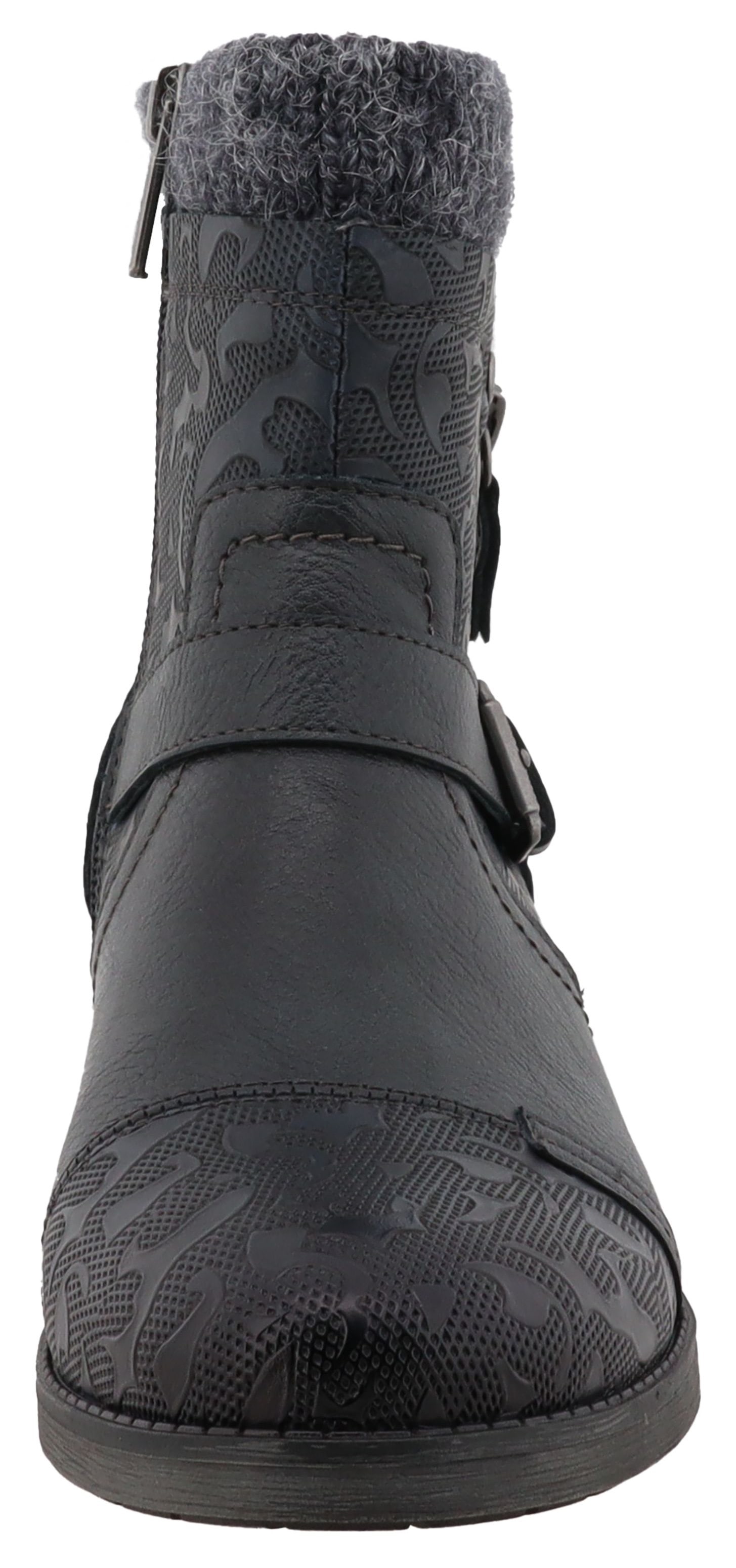 Mustang Shoes Winterstiefelette »Fabienne«  Biker Boots mit Blockabsatz und Zierriemchen