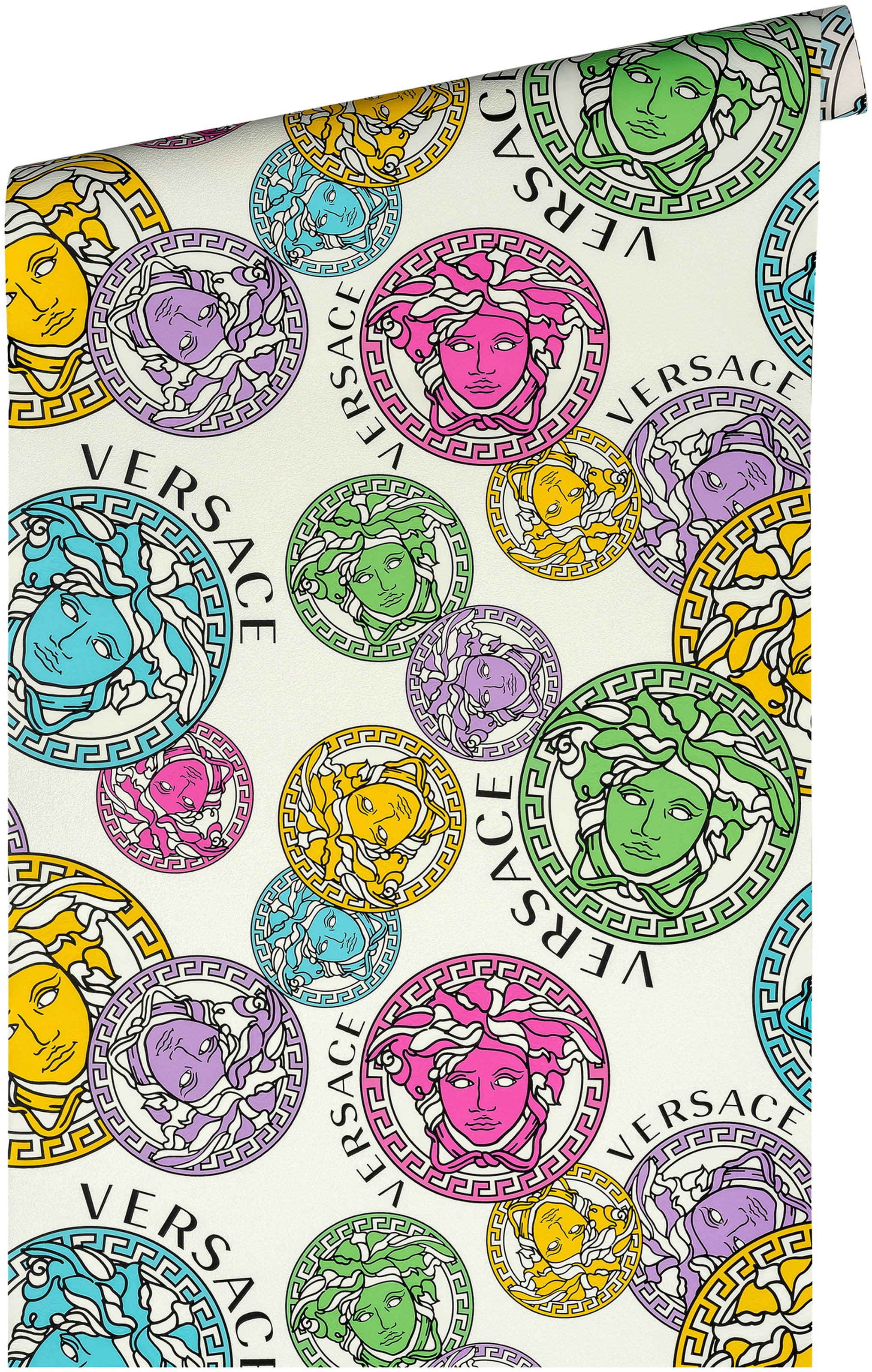 Versace Vliestapete »Wallpaper Versace 5 Medusakopf«, leicht glänzend-gemustert-abstrakt, Designertapete Tapeten Wohnzimmer Schlafzimmer Küche Flur Design Optik