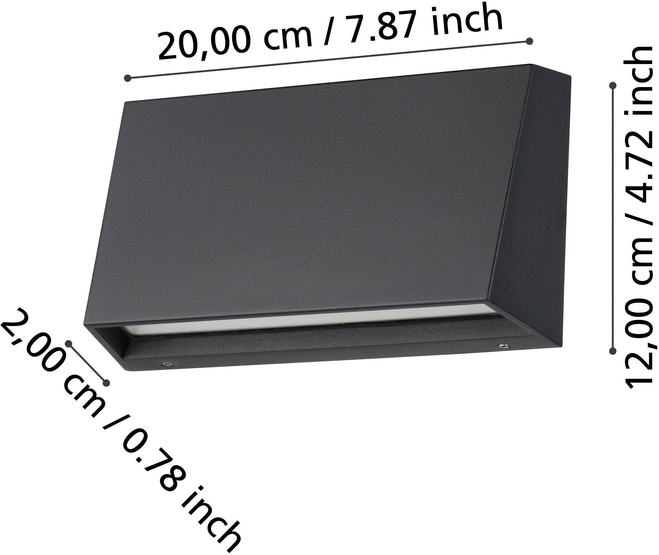 EGLO Wandleuchte »Spongano Wandlampe, Außenbeleuchtung, Aluminium und Glas, IP65, Lampe« LED-Modul 1 Stk. Kaltweiß | Neutralweiß | Warmweiß Wand-/Deckenleuchte - L20 x H12 x AL6 cm - schwarz - 1X9,5W inkl.