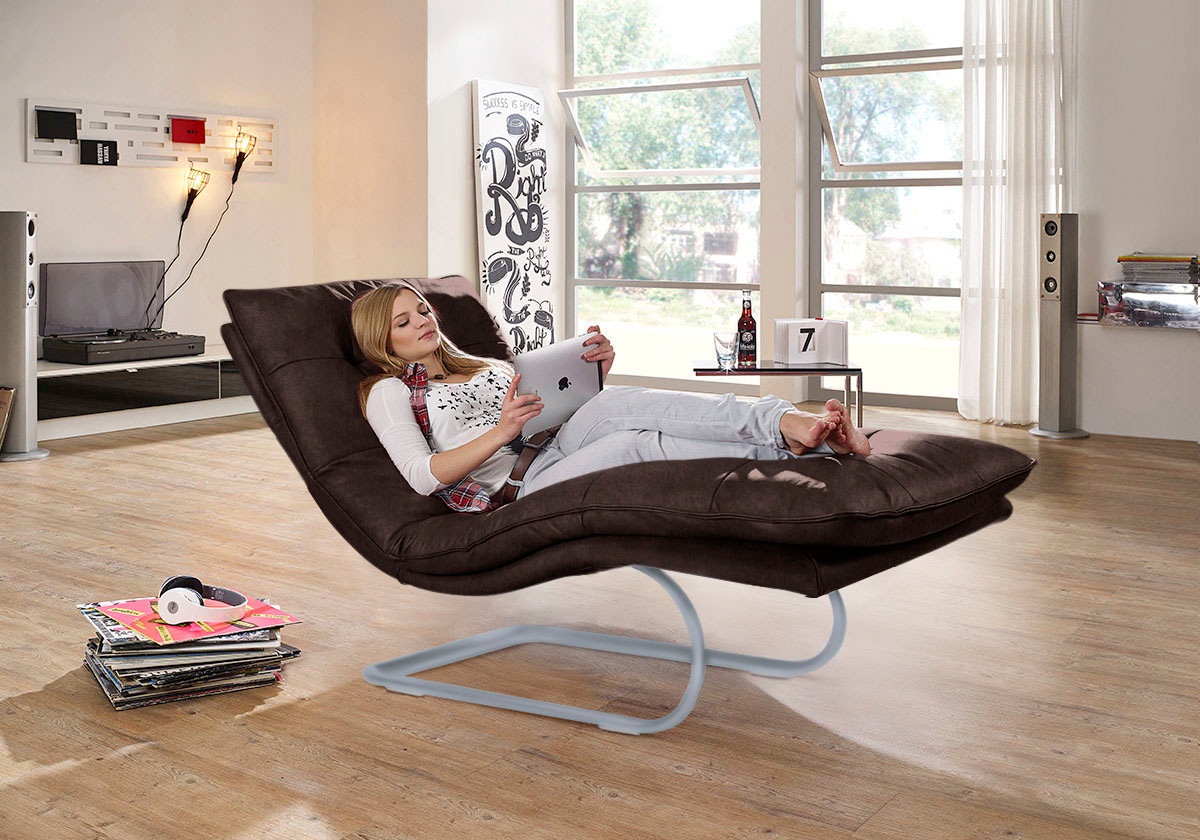 W.SCHILLIG Relaxliege »daily dreams«, in Waffelkissen-Optik, wahlweise mit Motor, silber matt, in 2 Breiten
