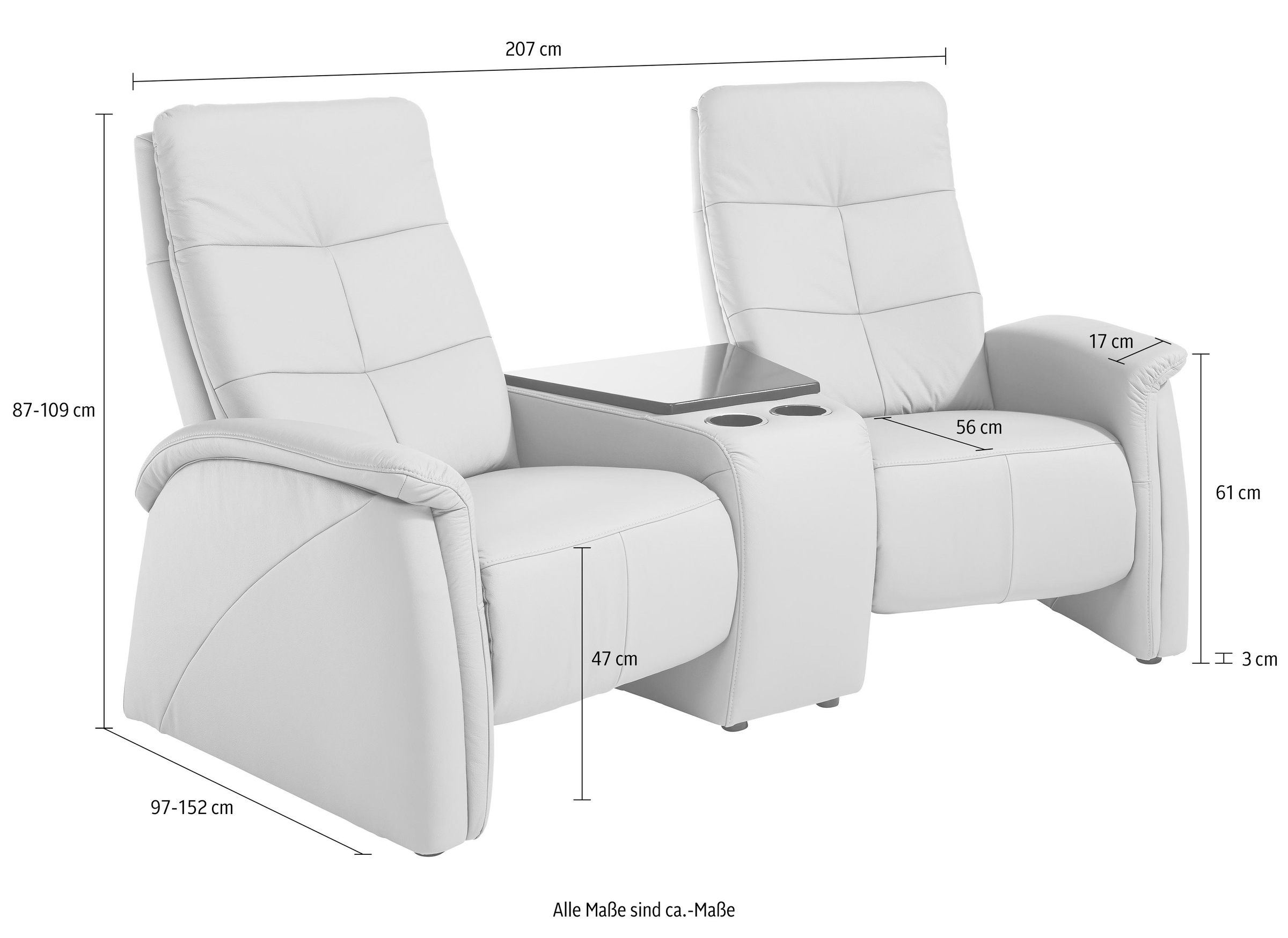 exxpo - sofa fashion 2-Sitzer »Tivoli, Kinosofa, bequem,«, mit Relaxfunktion, integrierter Tischablage und Stauraumfach