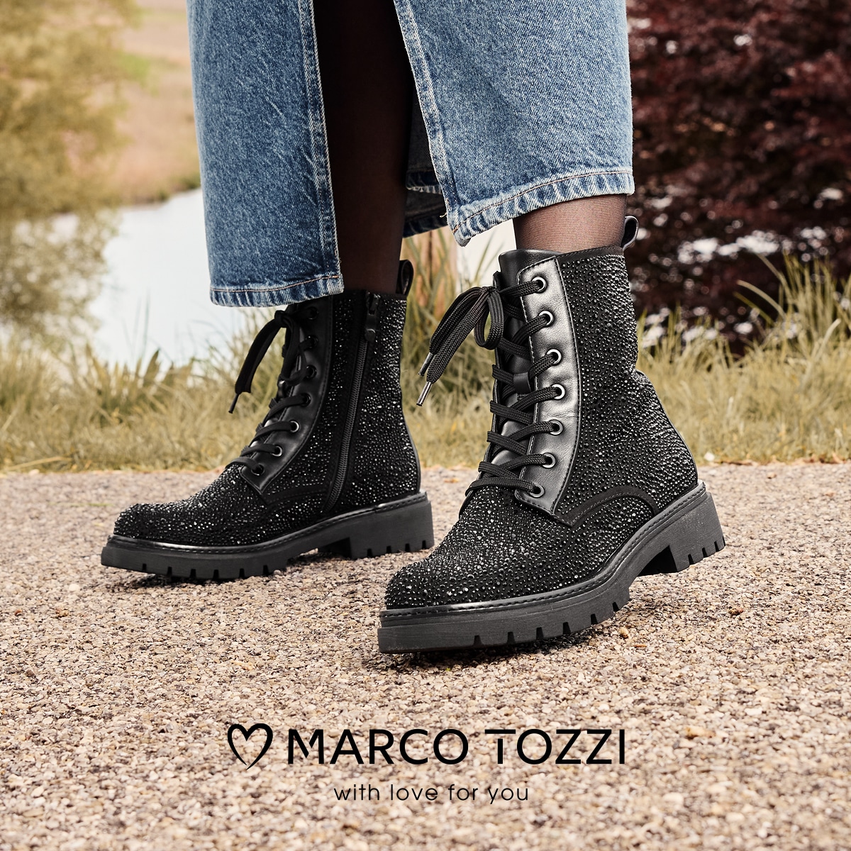 MARCO TOZZI Schnürstiefelette, Blockabsatz, Schnürboots mit