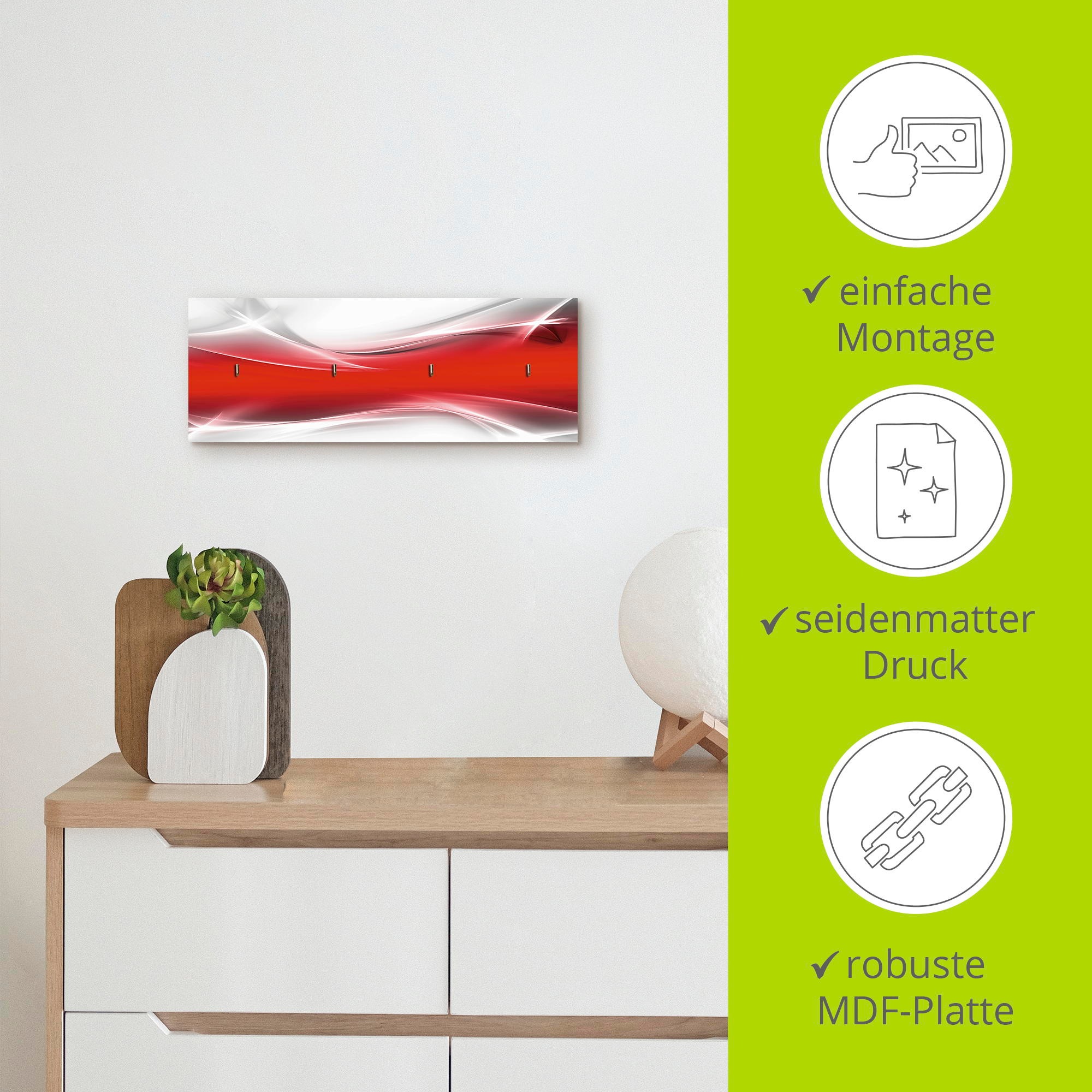Artland Hakenleiste »Kreatives Element Rot für Ihr Art-Design«, MDF