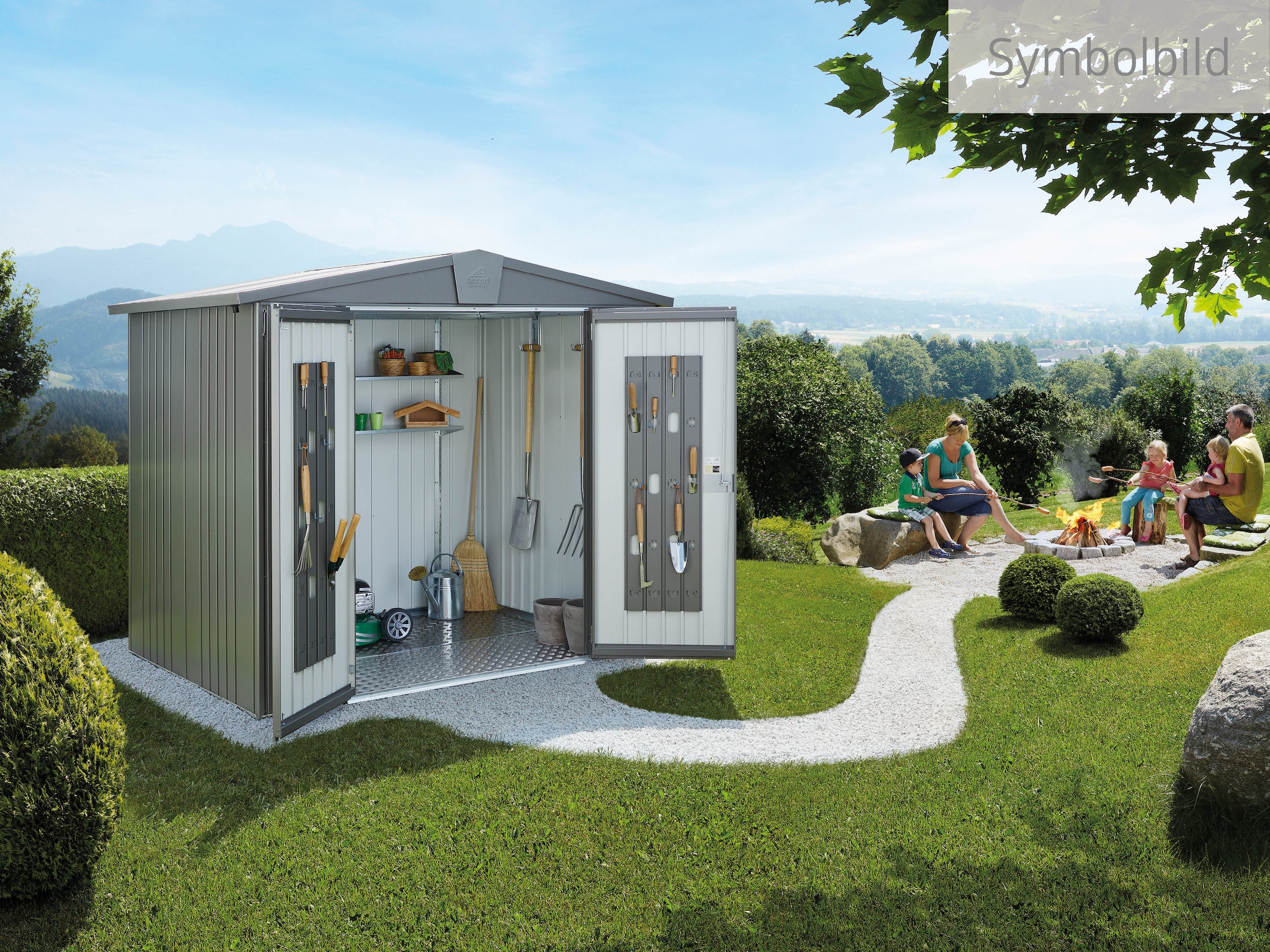 Biohort Gerätehaus »Europa Gr. 7, verschiedene Farben«, Qualitäts-Geräteschuppen aus Metall