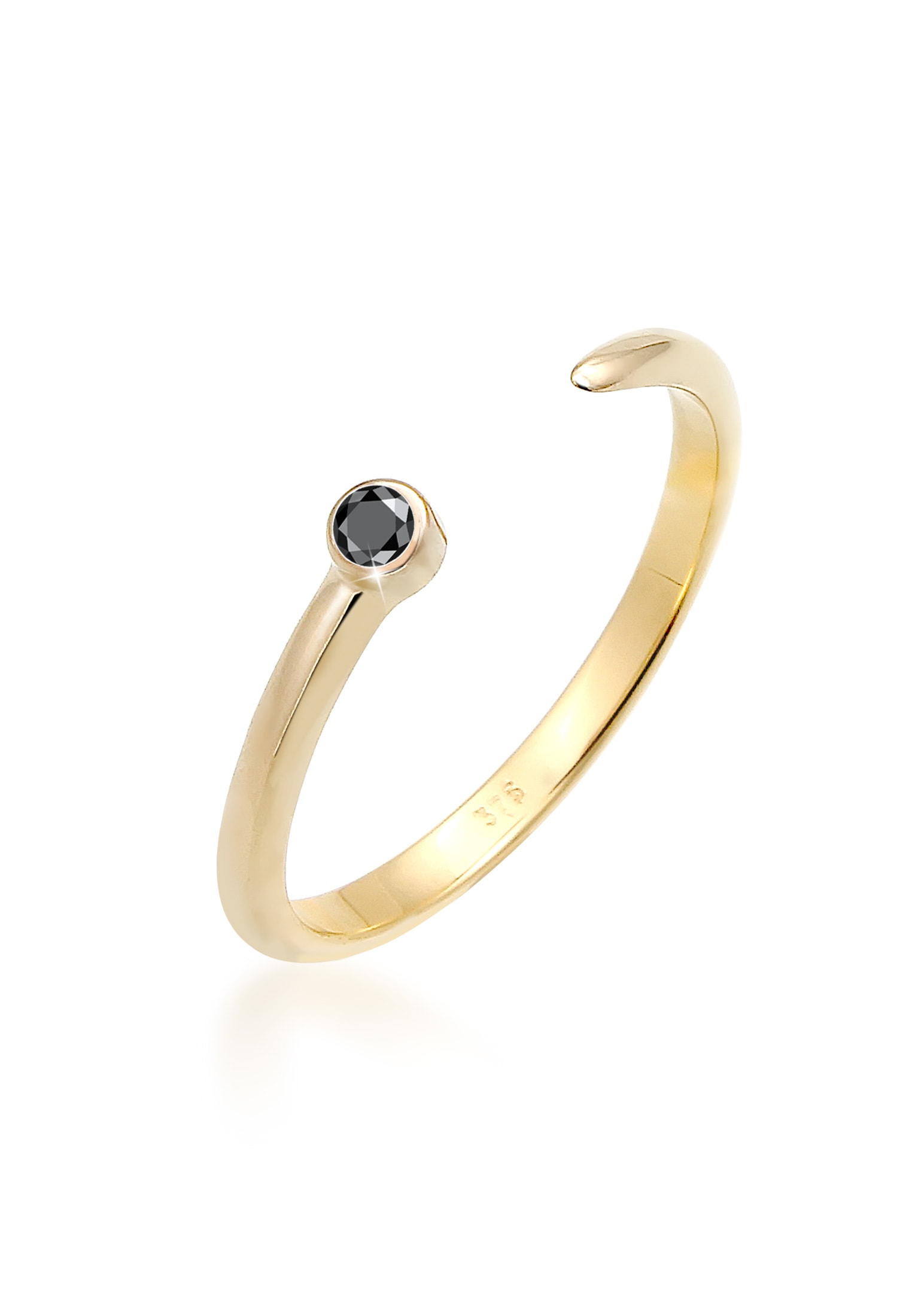 Elli DIAMONDS Diamantring »Solitär Schwarzer Diamant (0.03 ct.) 375 Gelbgold«