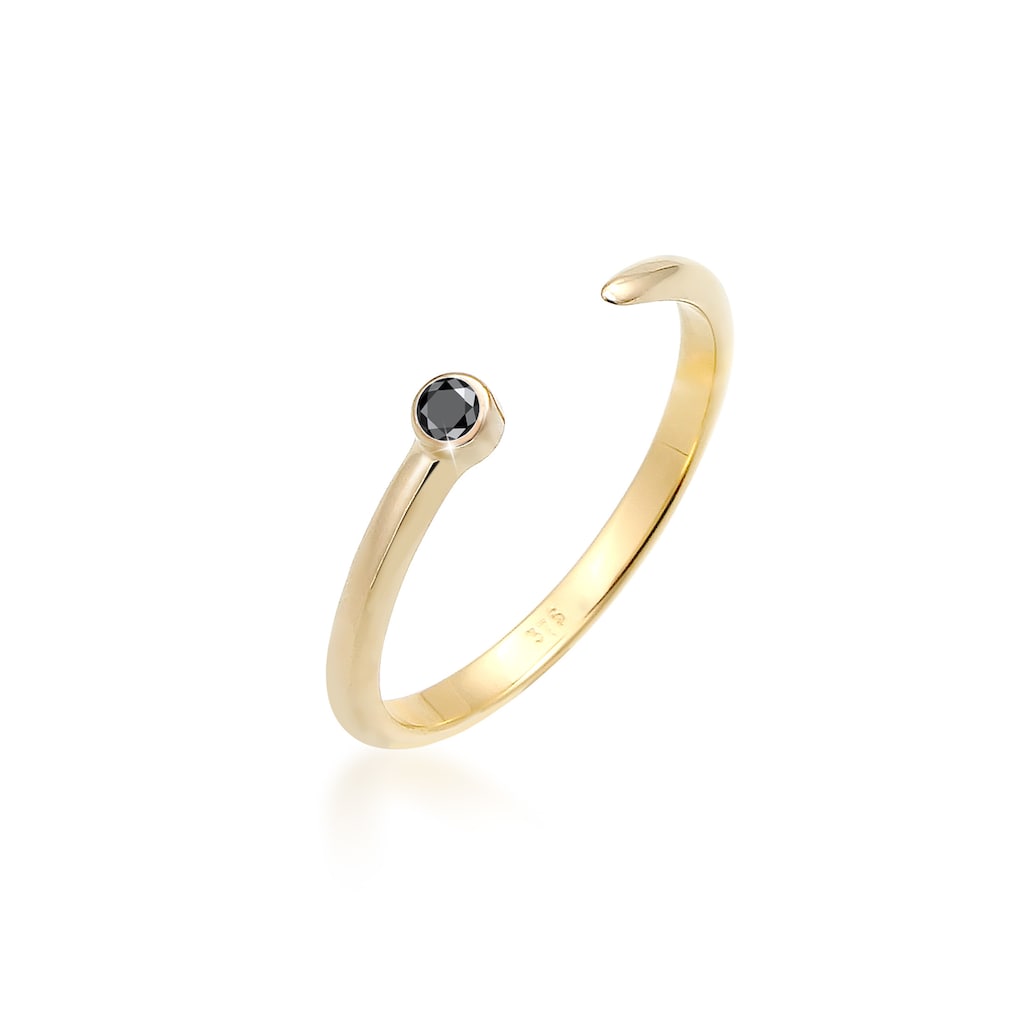 Elli DIAMONDS Diamantring »Solitär Schwarzer Diamant (0.03 ct.) 375 Gelbgold«