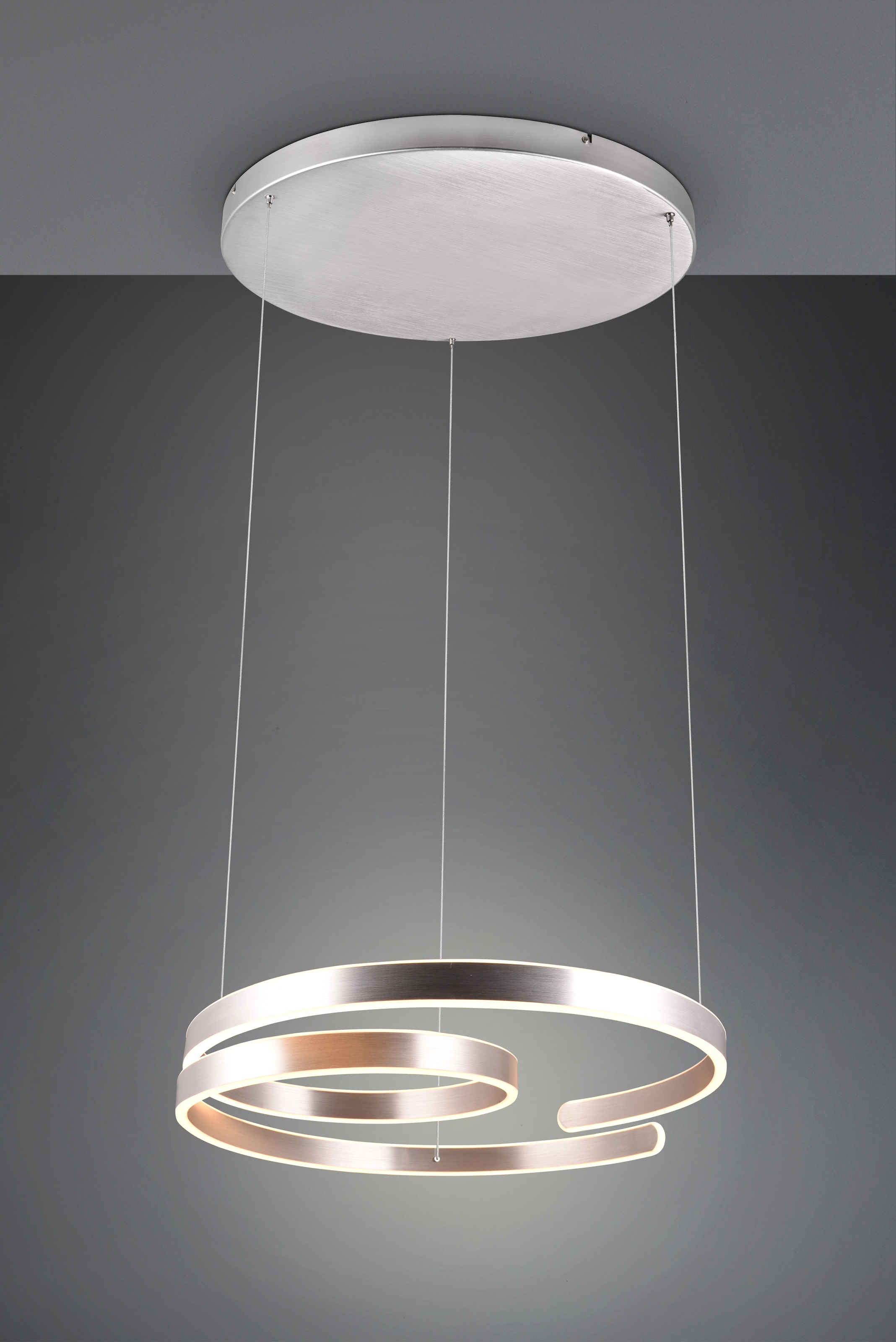 TRIO Leuchten LED Pendelleuchte »MARNIE, spiralförmige LED Hängelampe indirektes Licht warmweiß 3000K«, 1 flammig, Leuchtmittel LED-Board | LED fest integriert, 8000 Lumen höhenverstellbar 3 Stufen dimmbar Hängeleuchte Esszimmer