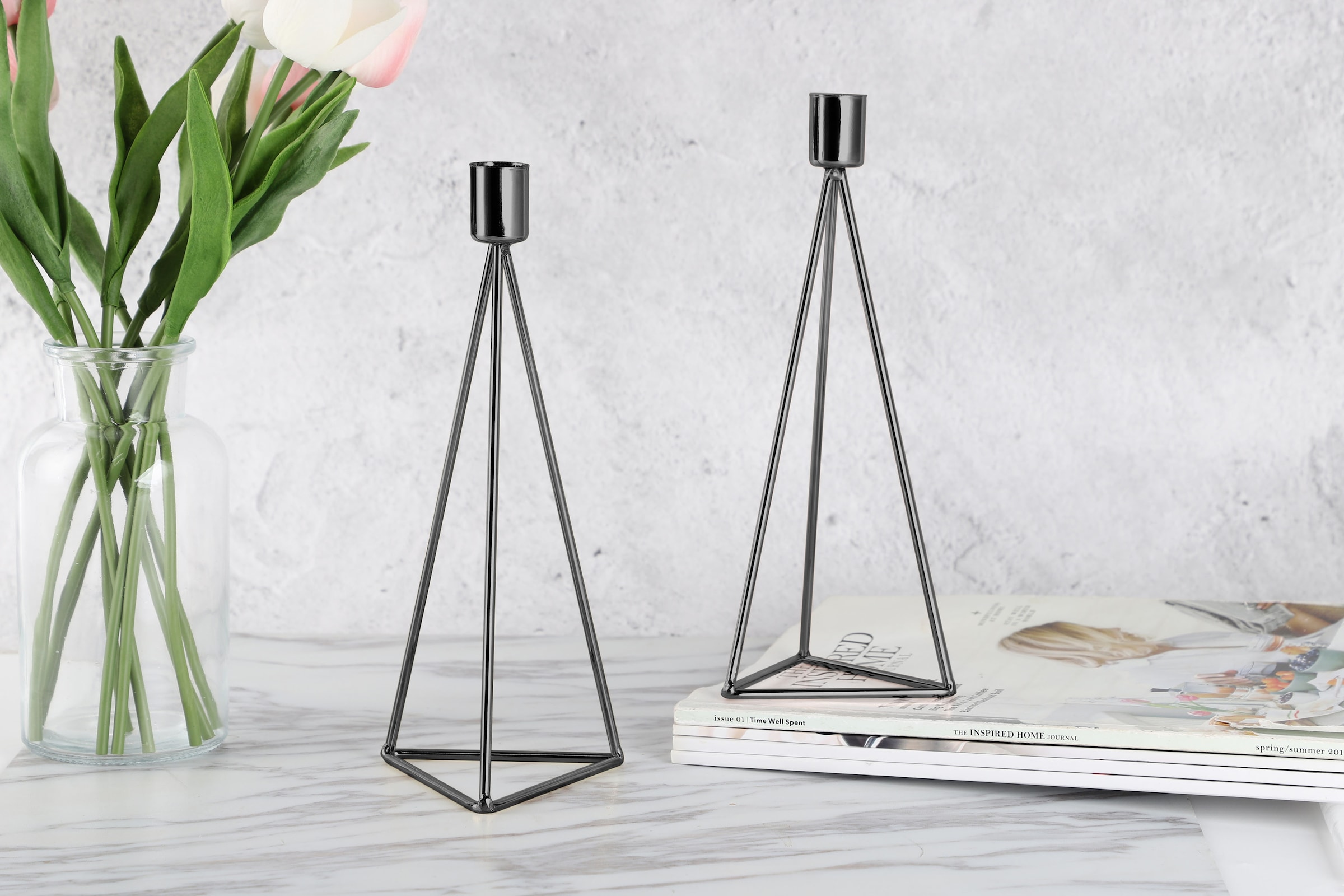 ECHTWERK Tischkerzenhalter »Modern Big, Weihnachtsdeko«, (Set, 2 St.), moderner Kerzenhalter aus Eisen, Kerzenständer, Höhe ca. 24,2 cm