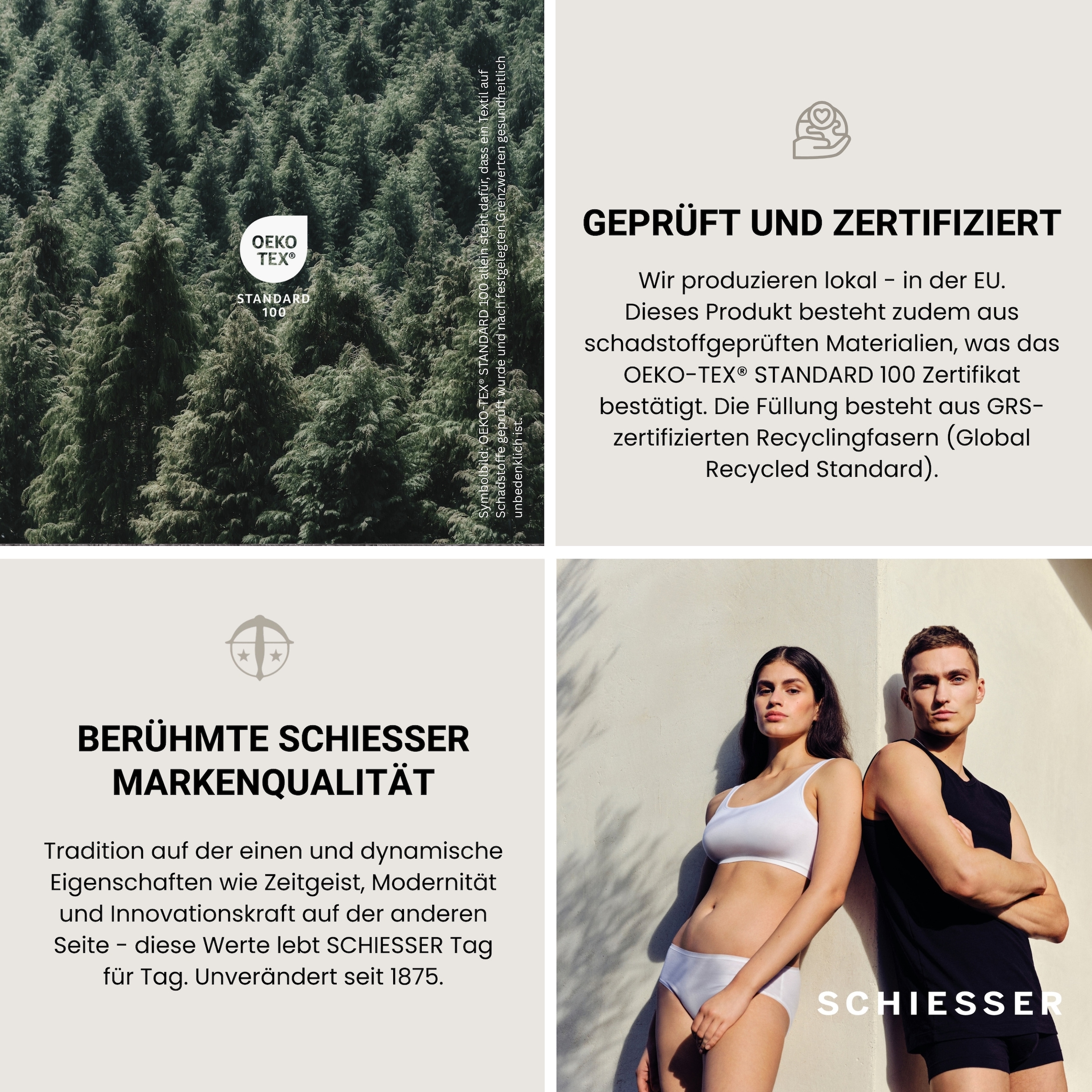 Schiesser 4-Jahreszeitenbett »Lykke - 2 zusammenknöpfbare Steppdecken für Sommer und Winter« 4-Jahreszeiten 1 Stk. tlg. STANDARD 100 by OEKO-TEX® zertifiziert